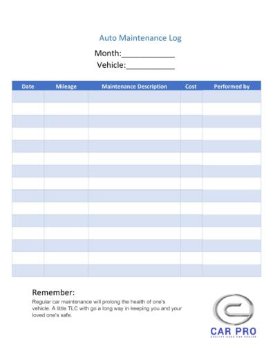 43 Printable Vehicle Maintenance Log Templates ᐅ TemplateLab