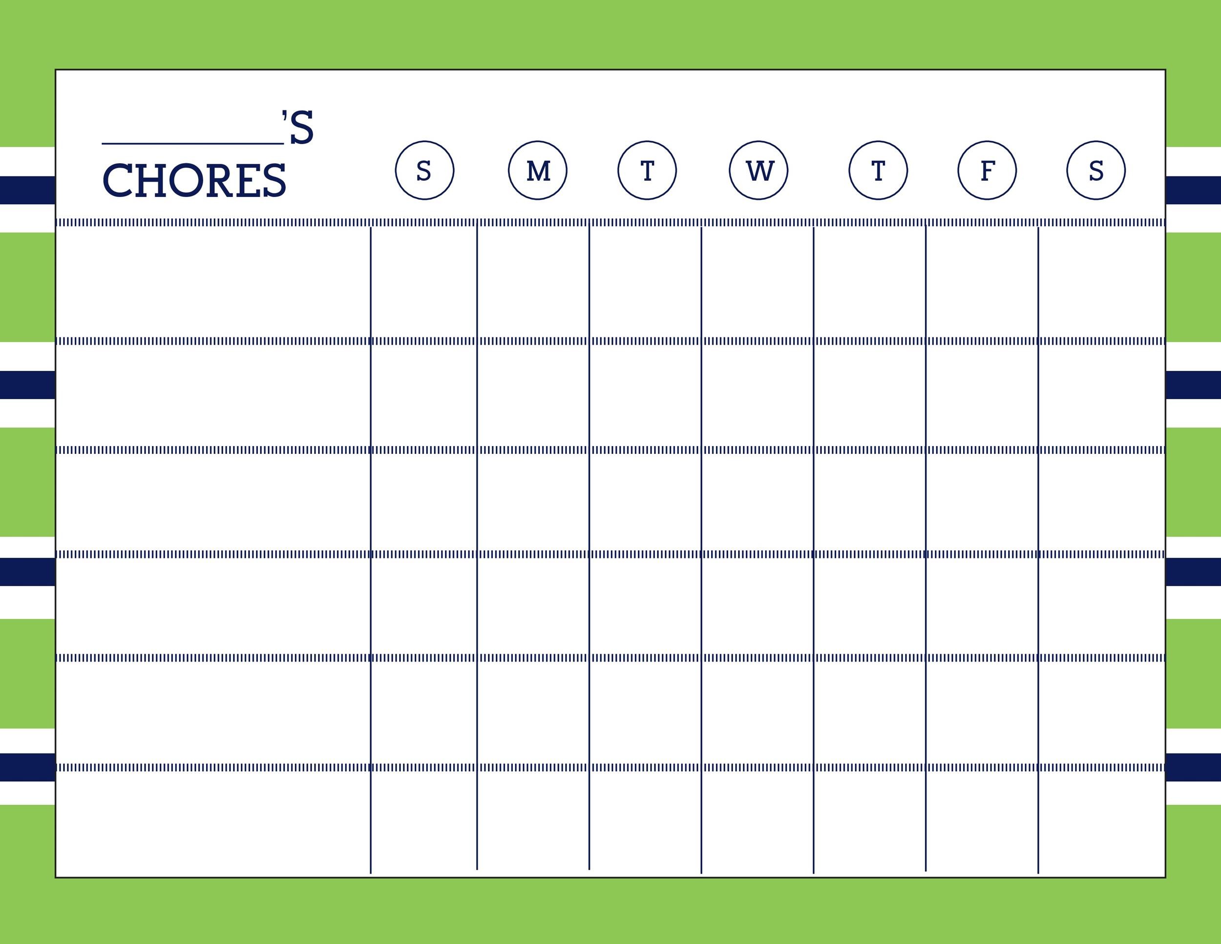 printable chore charts templates