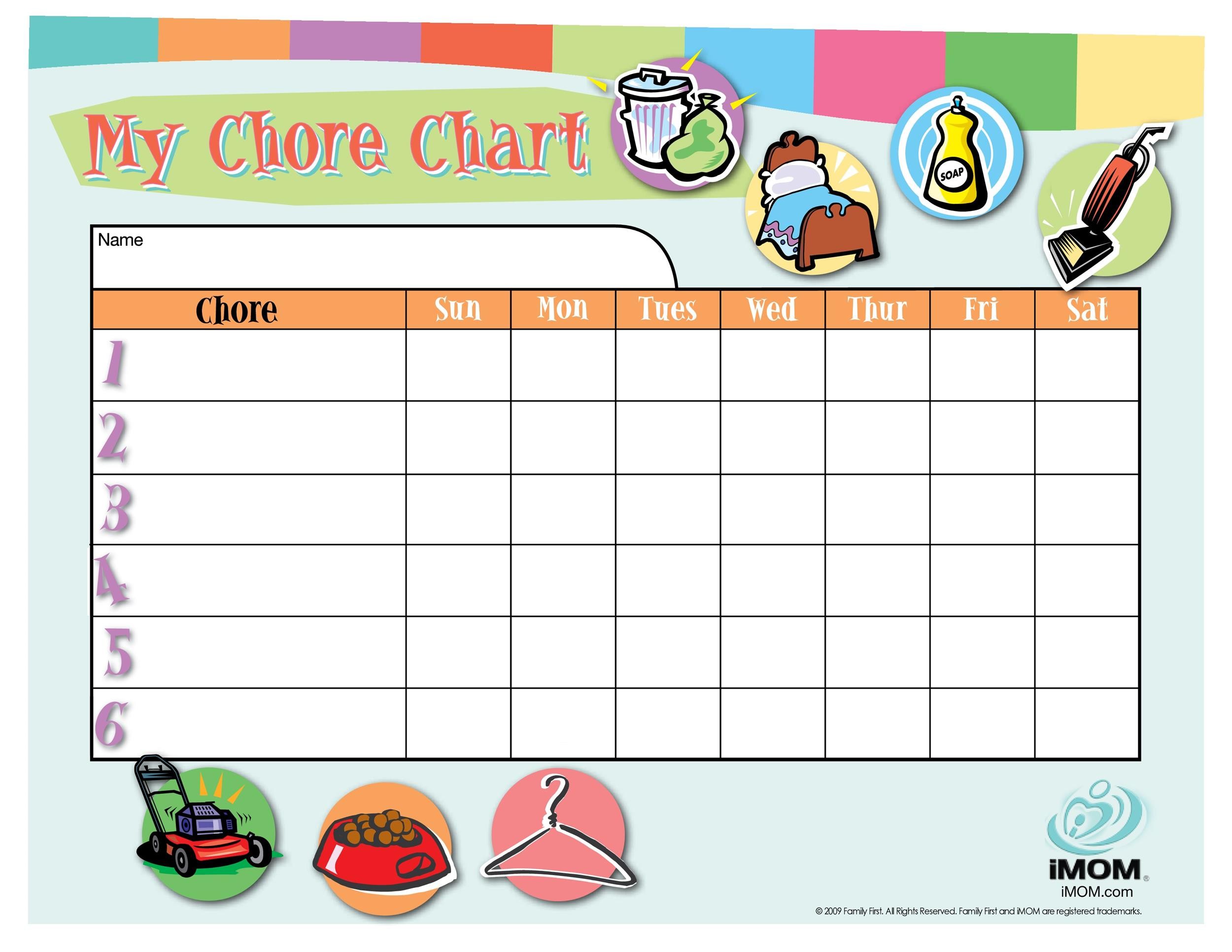 Kids Free Chore Chart Template Free Printable Templates