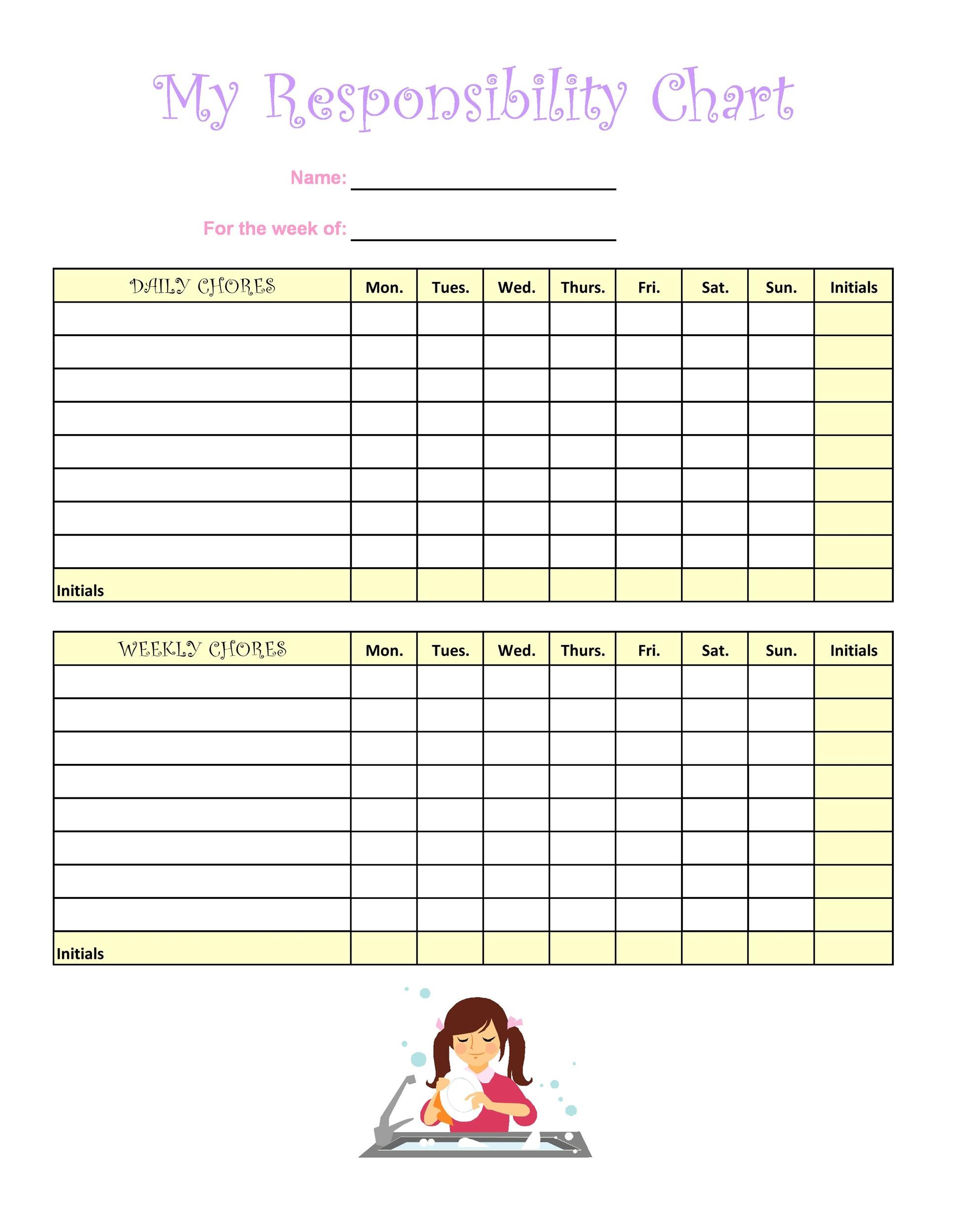 Printable Chore Chart Template Free Free Printable Templates