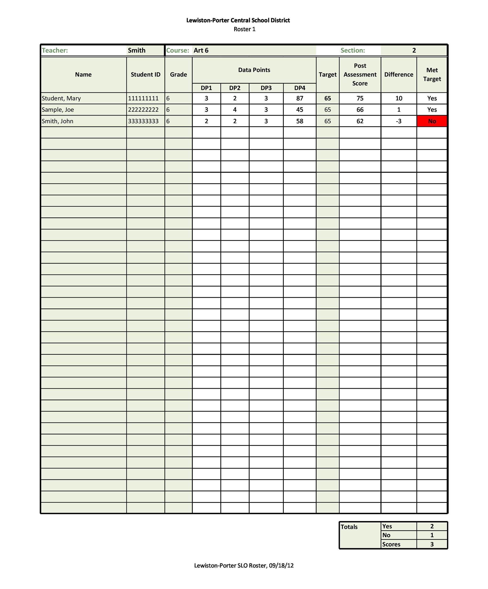 Classroom Duty Roster Template Free Download