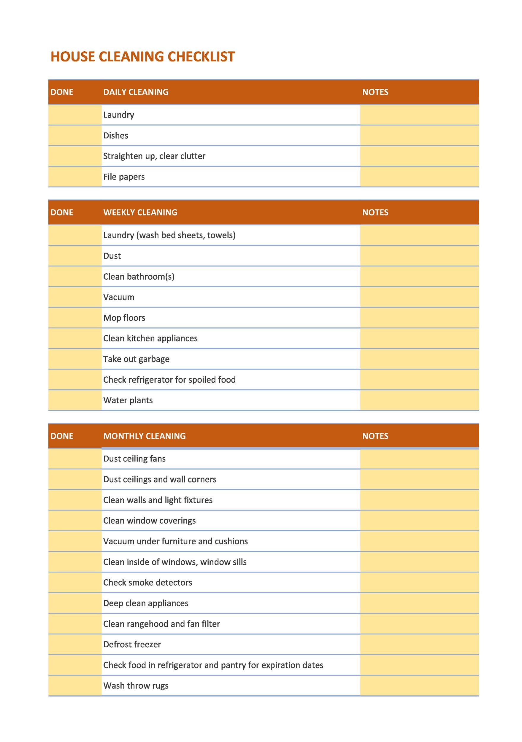 Free house cleaning checklist 07