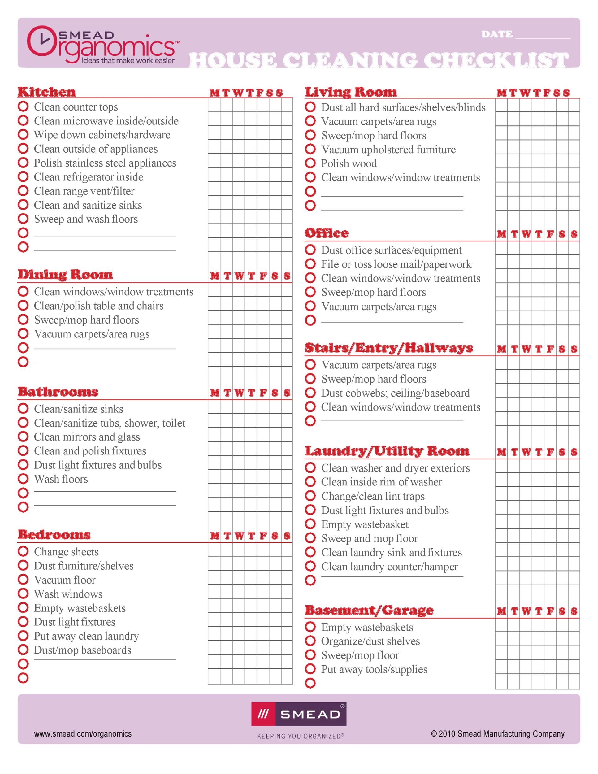 Free house cleaning checklist 14