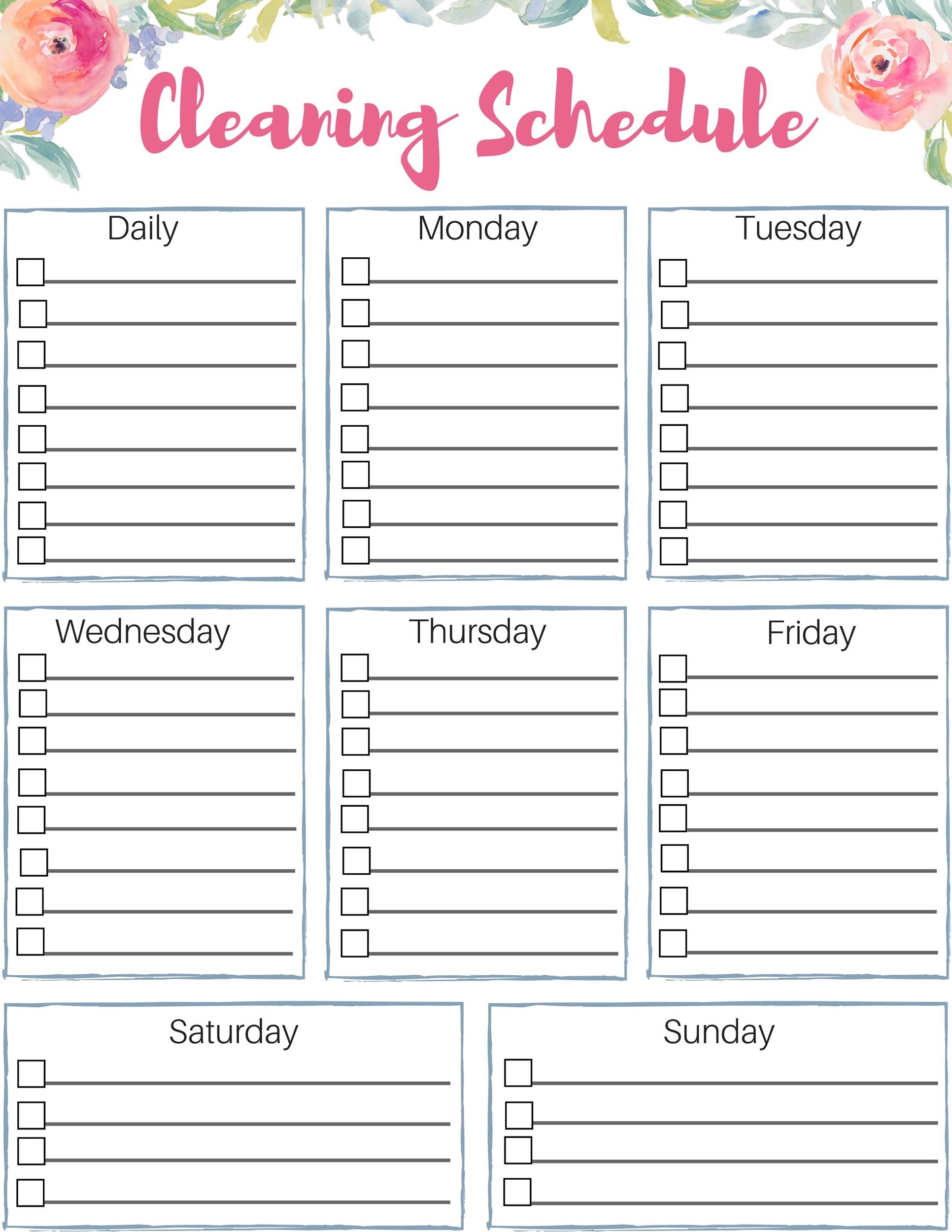 Calendars Planners Paper EDITABLE Cleaning Schedule EDITABLE Cleaning 