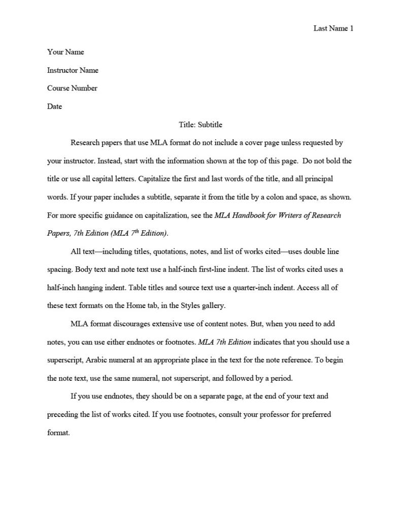 mla format narrative essay example