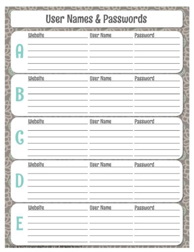 33 Best Password List Templates (Word, Excel & PDF) ᐅ TemplateLab