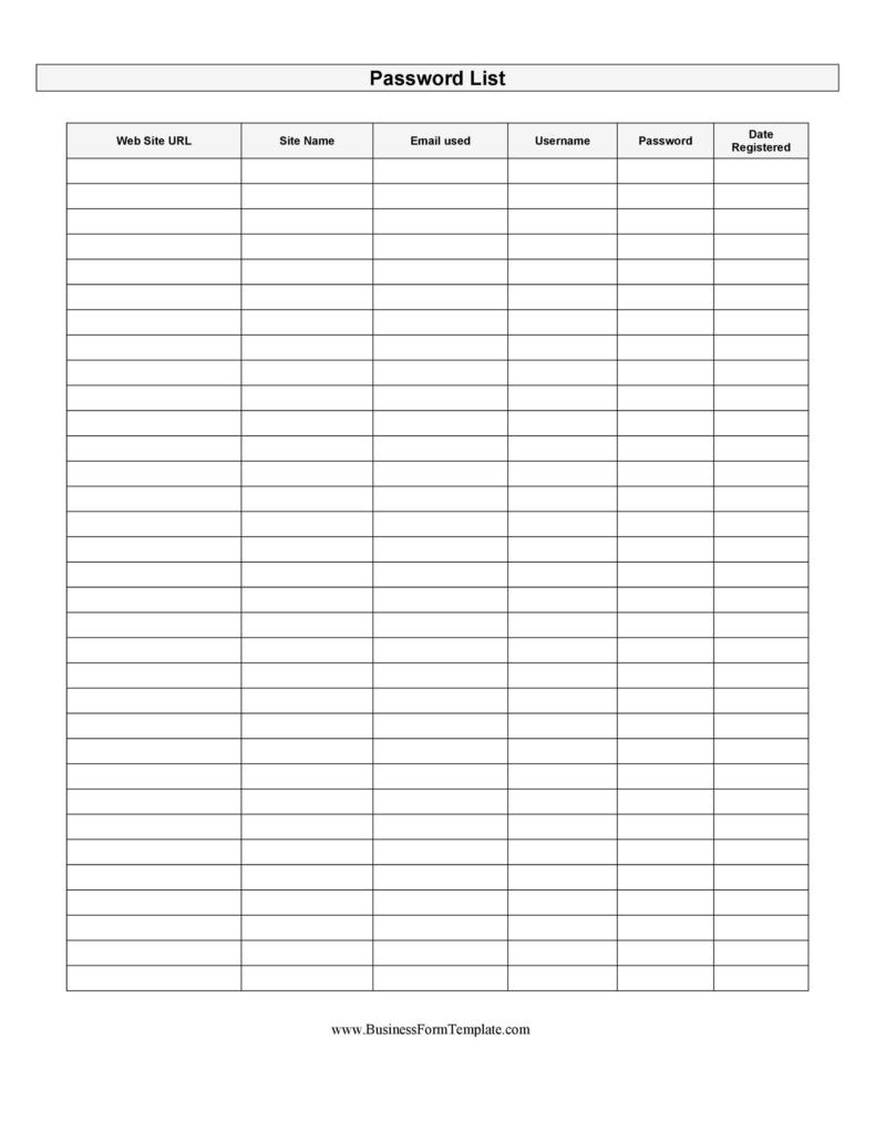 33 Best Password List Templates (Word Excel PDF) ᐅ TemplateLab 33 Best Password List Templates (Word Excel PDF) ᐅ TemplateLab