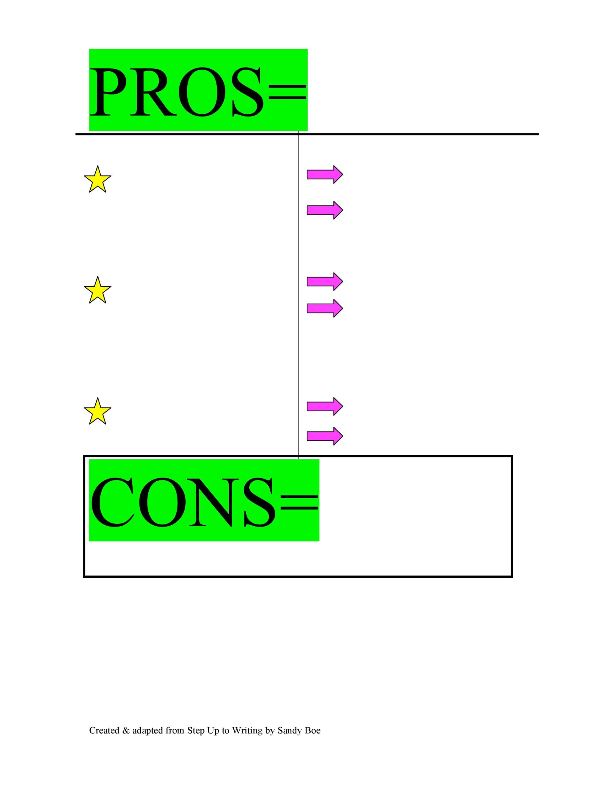 pros and cons template free download