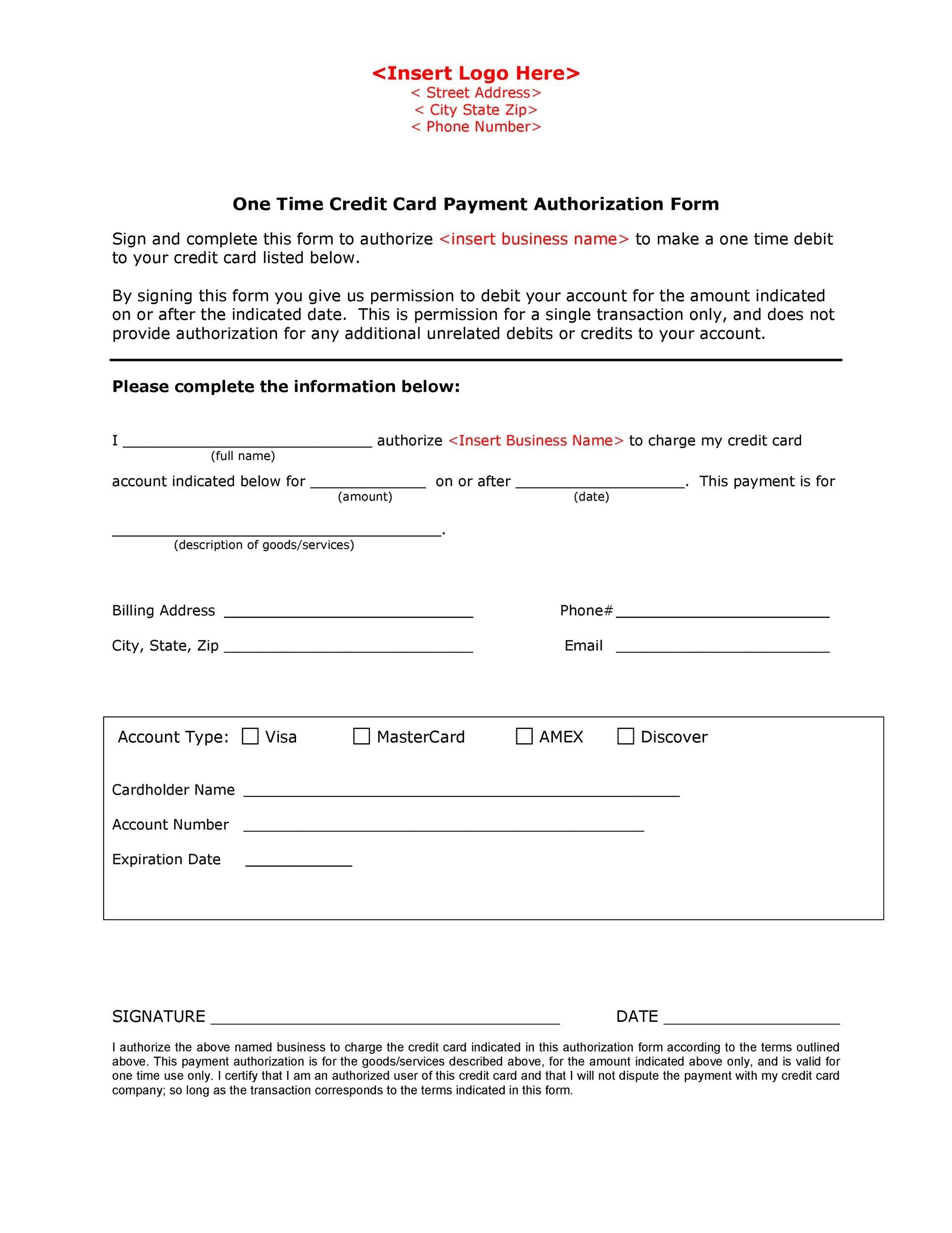 43 Credit Card Authorization Forms Templates {ReadytoUse}
