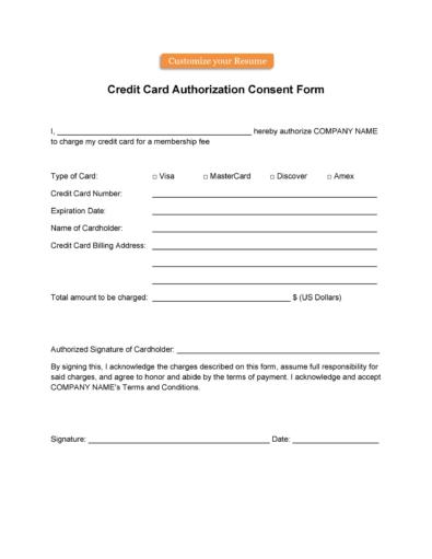 43 Credit Card Authorization Forms Templates {Ready to Use}