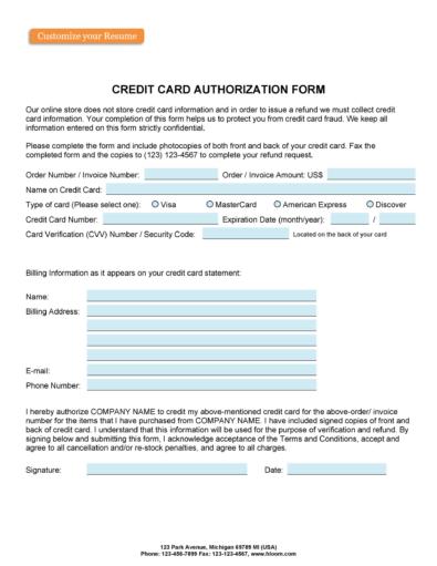 43 Credit Card Authorization Forms Templates {Ready-to-Use}