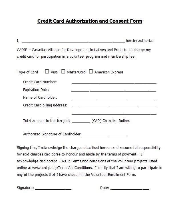 Free credit card authorization form template 27