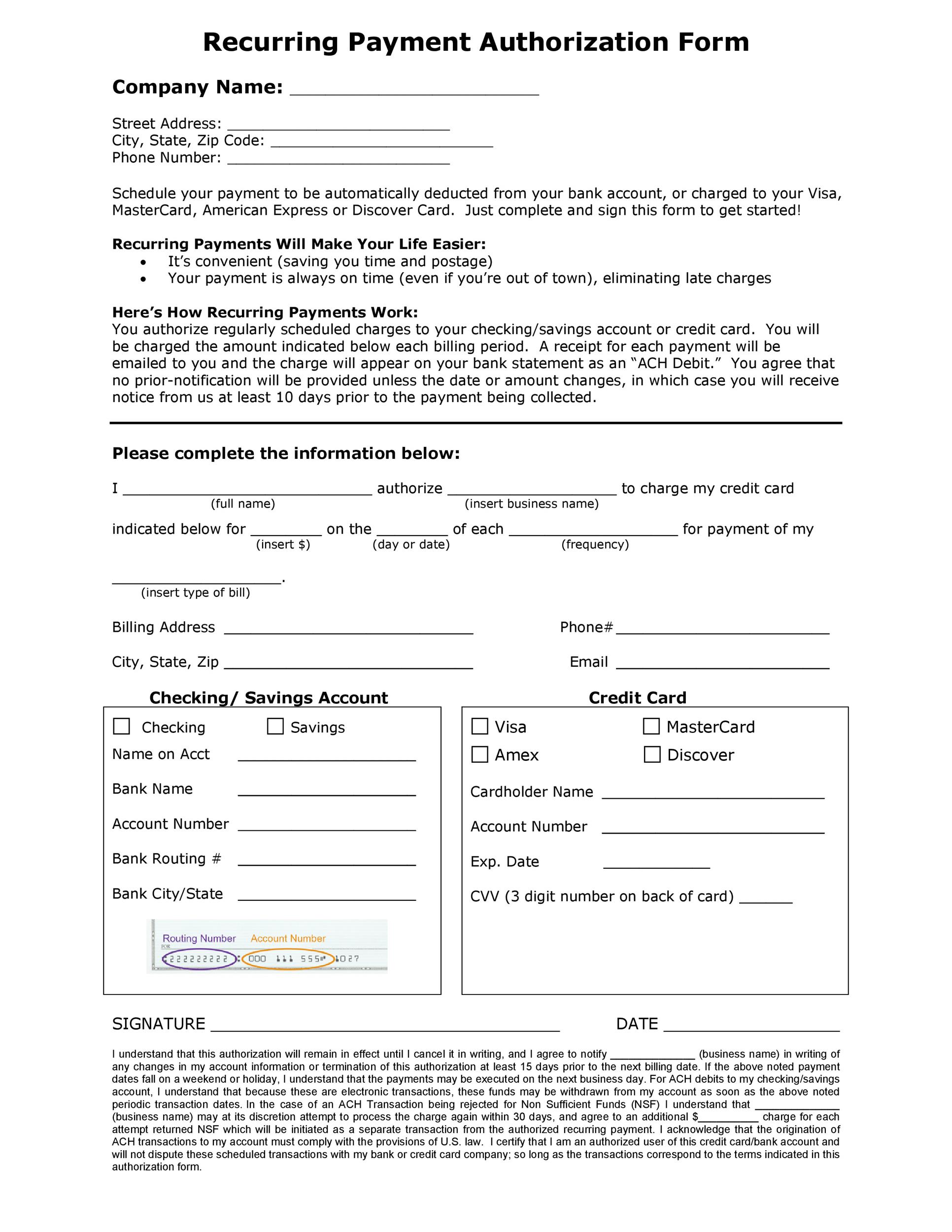Free credit card authorization form template 32