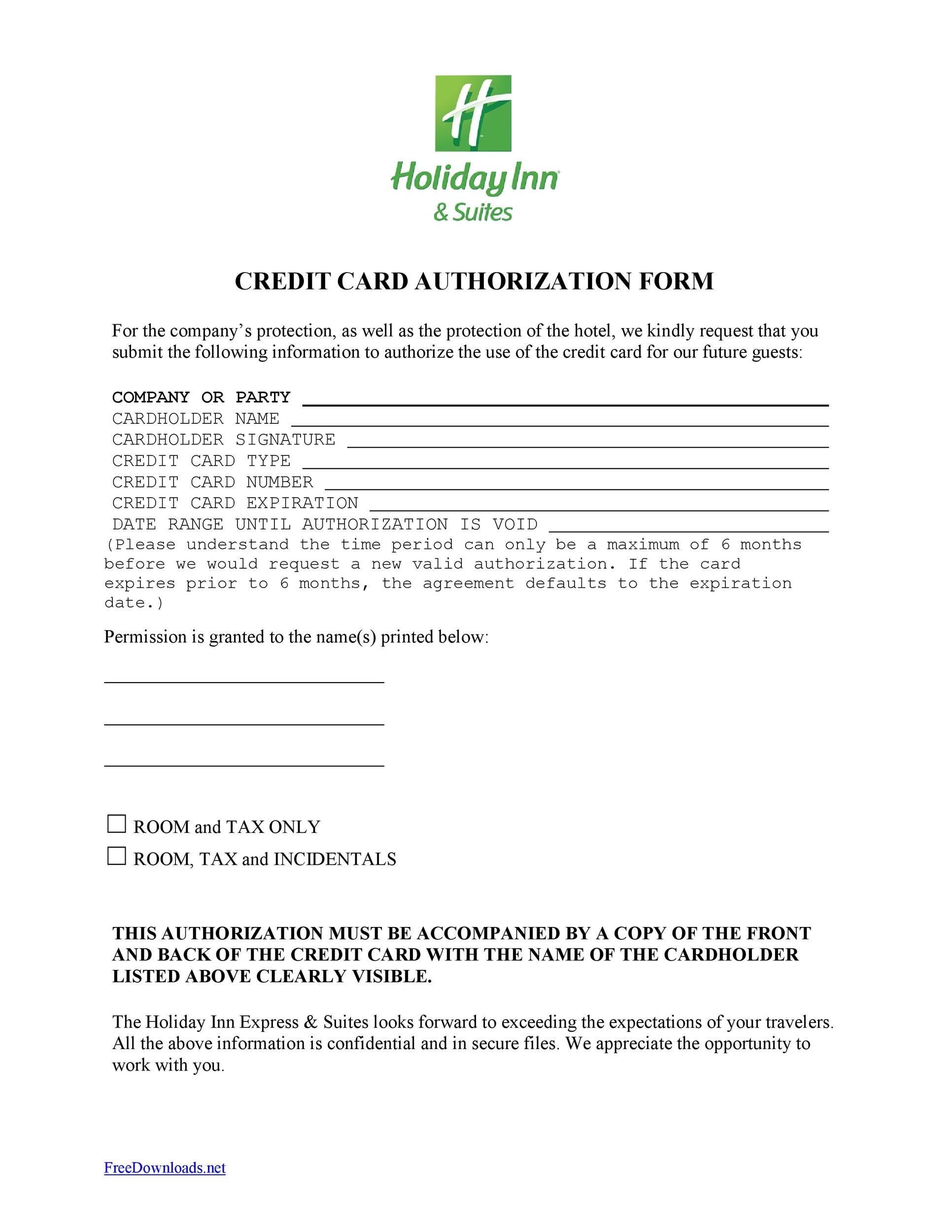 19 Printable credit card on file authorization form template - Fillable  Samples in PDF, Word to Download