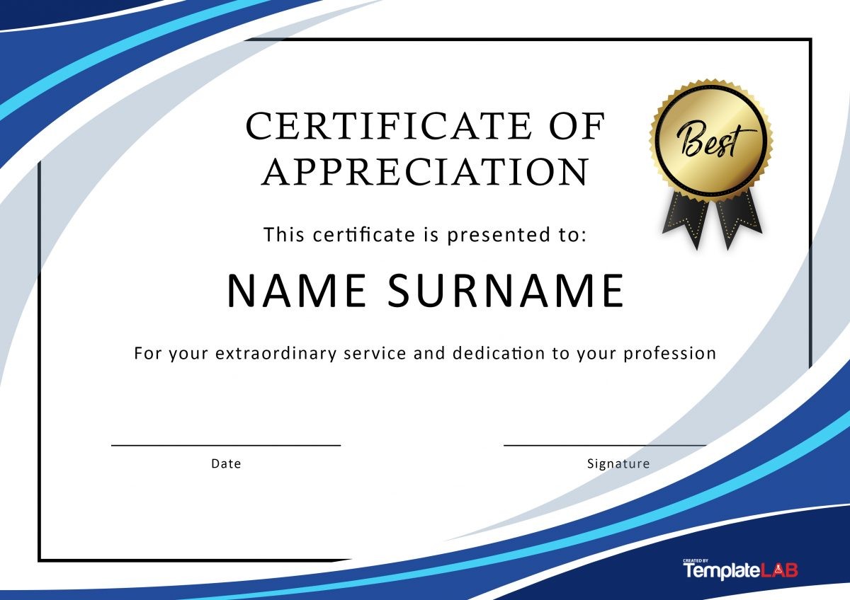 word certificate of appreciation template