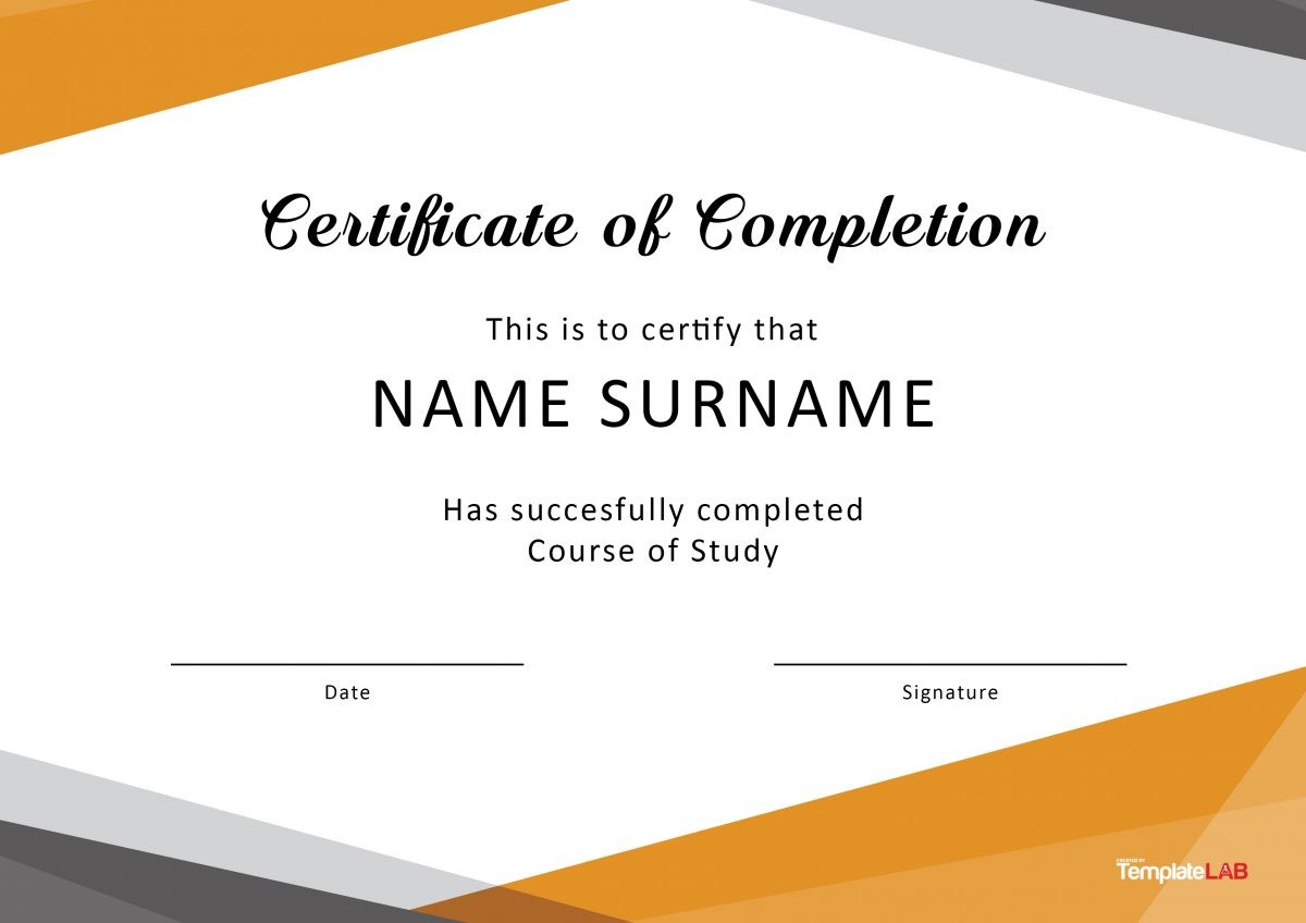 Certificate Of Completion Template Free Download Word