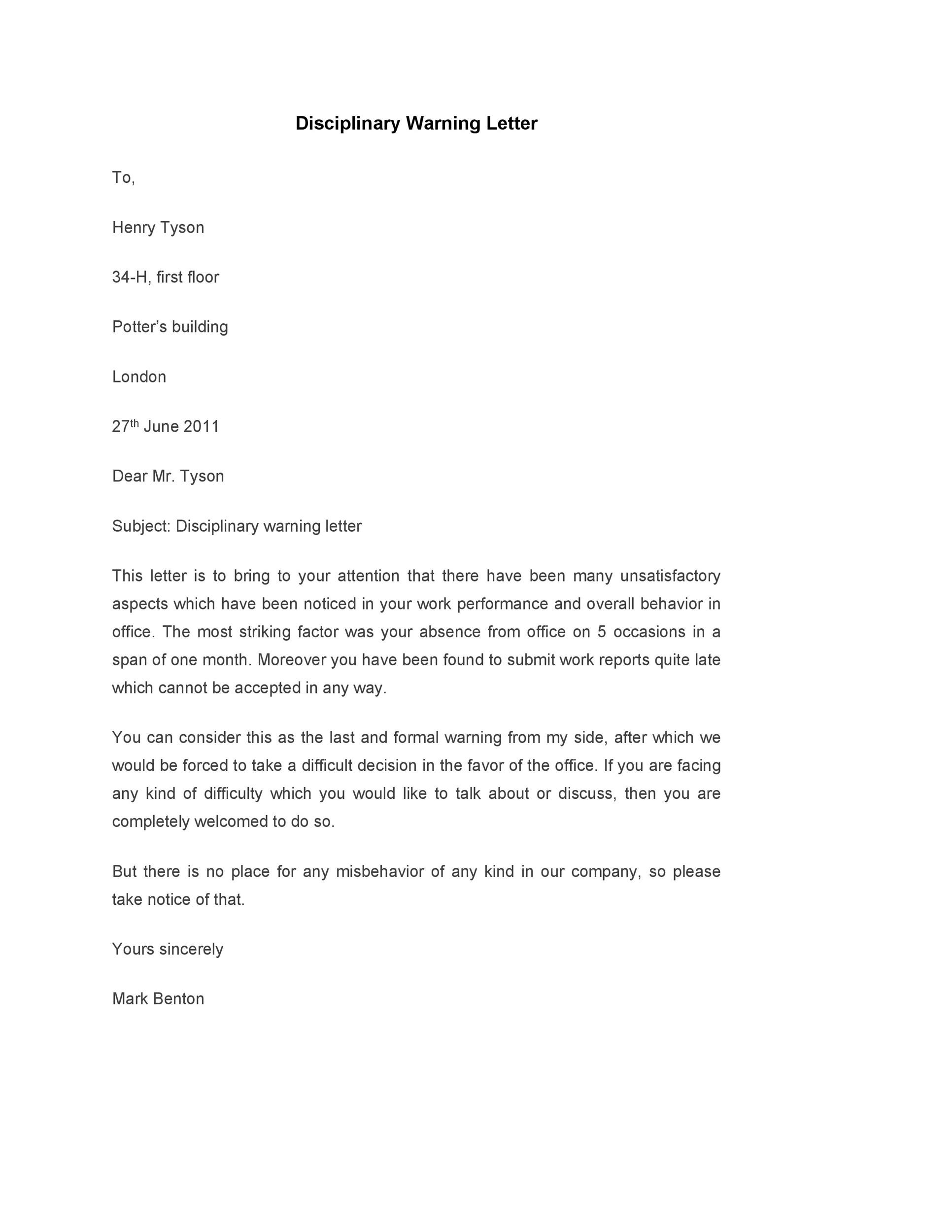 49 Professional Warning Letters (Free Templates) ᐅ TemplateLab