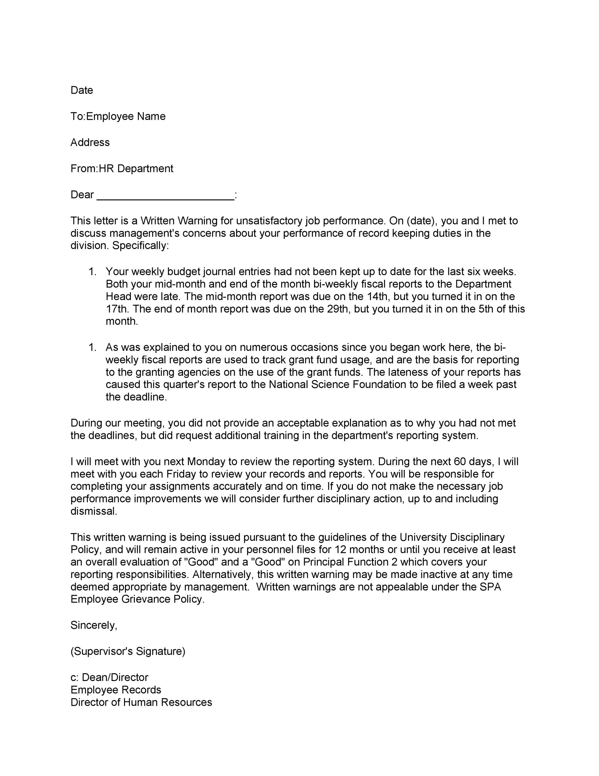 Final Warning Letter Example