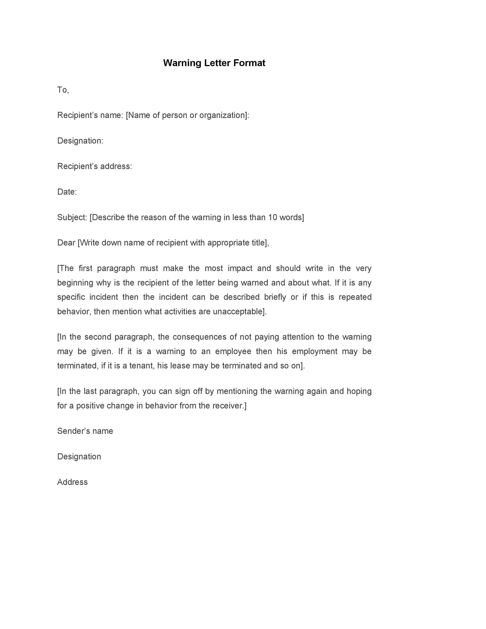 26  Warning Letter Example Template 45F