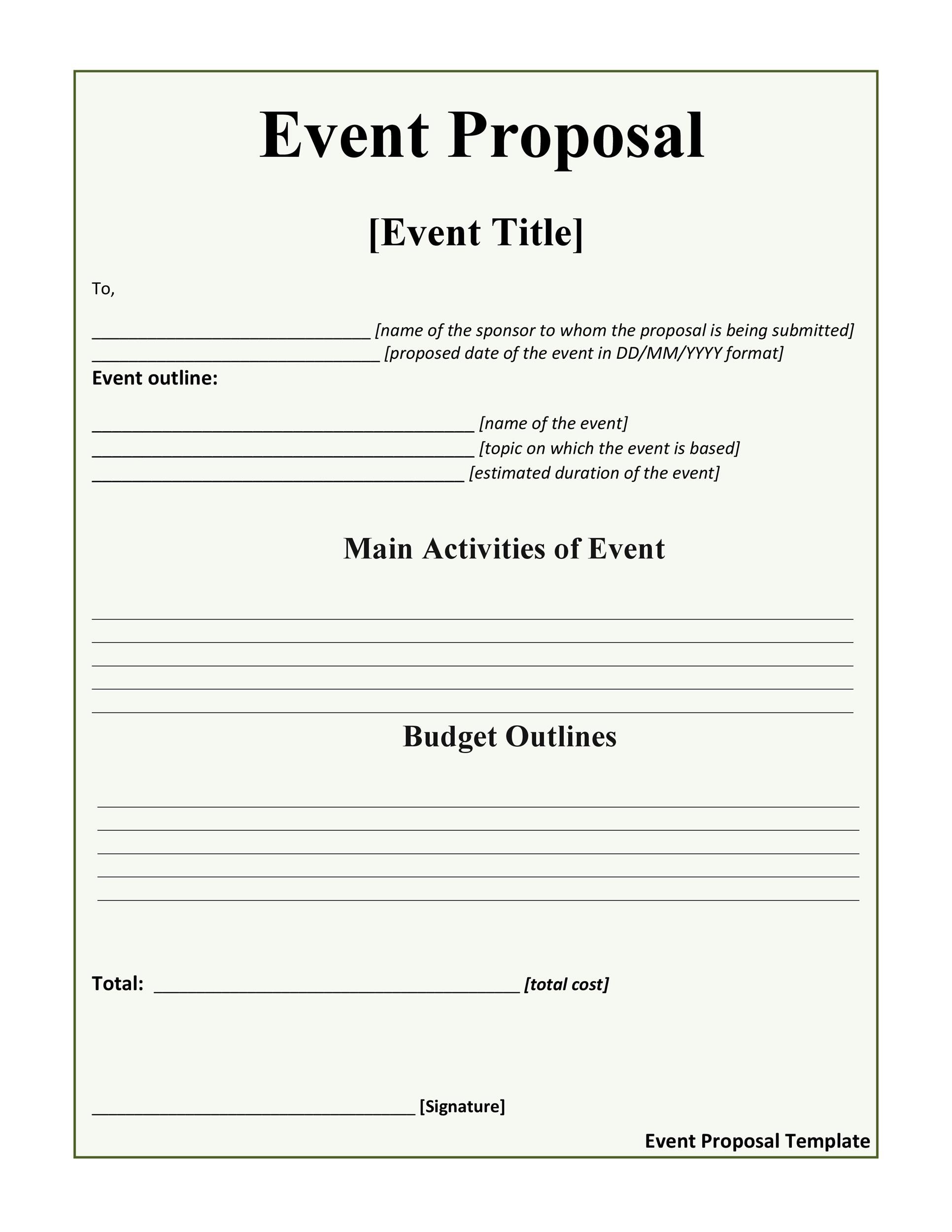 business proposal for an event