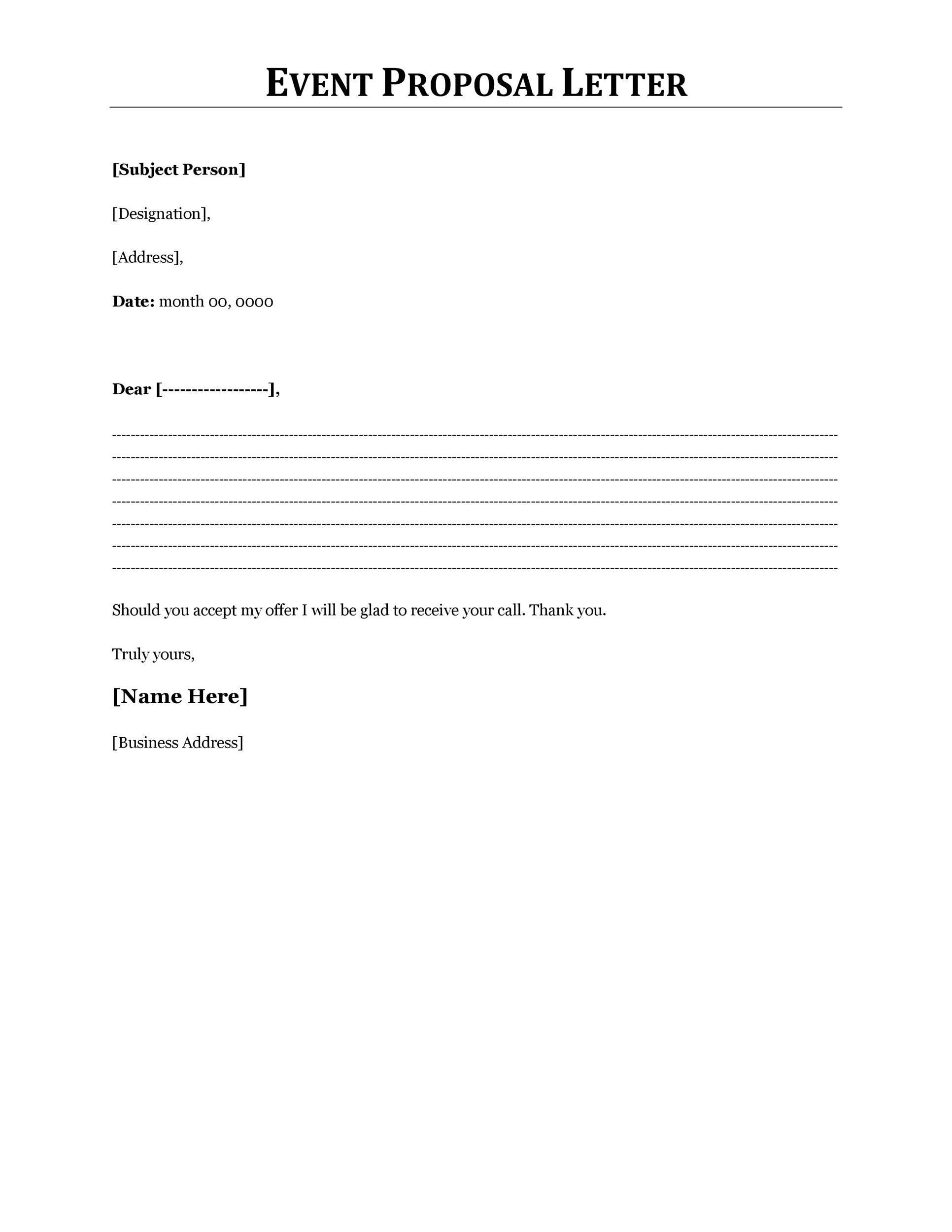 sample cover letter for event proposal
