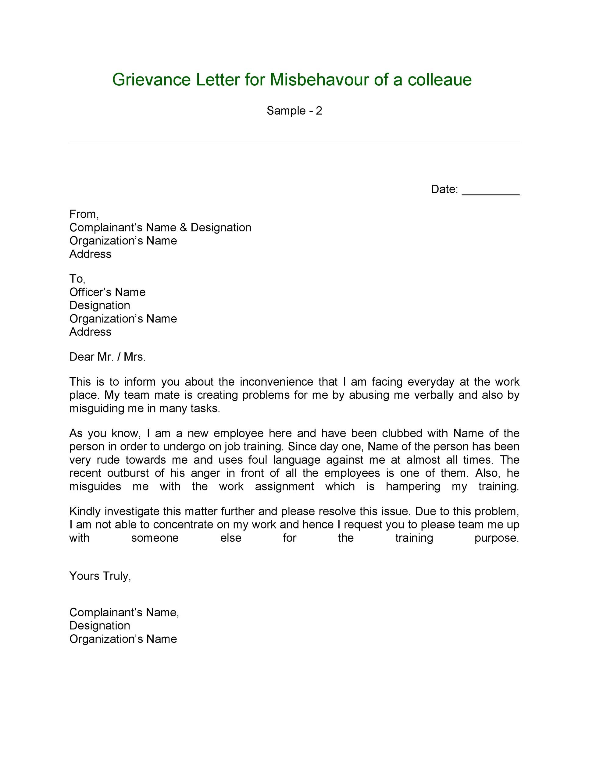 Union Grievance Response Letter from templatelab.com