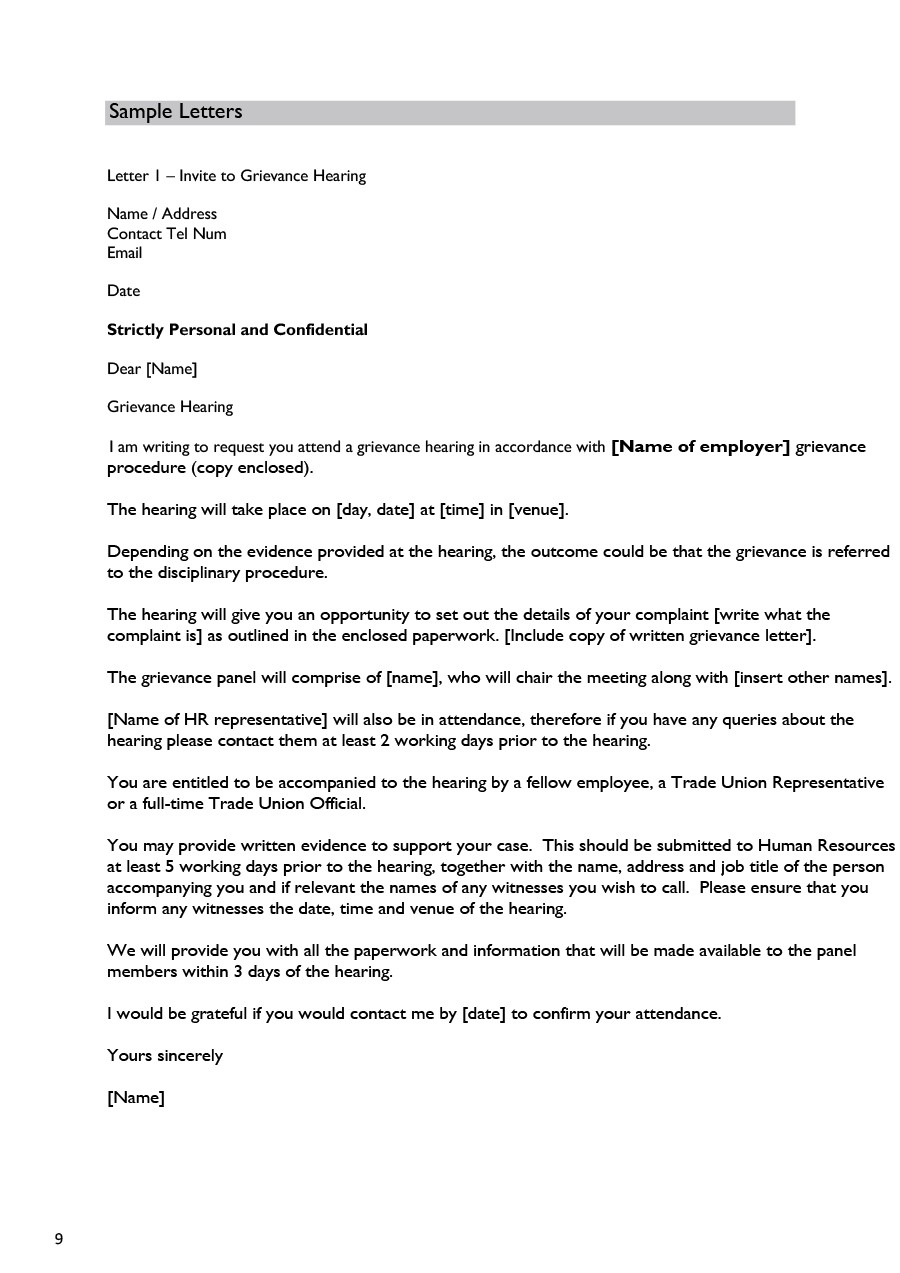 Grievance At Work Letter For Your Needs Letter Template Collection