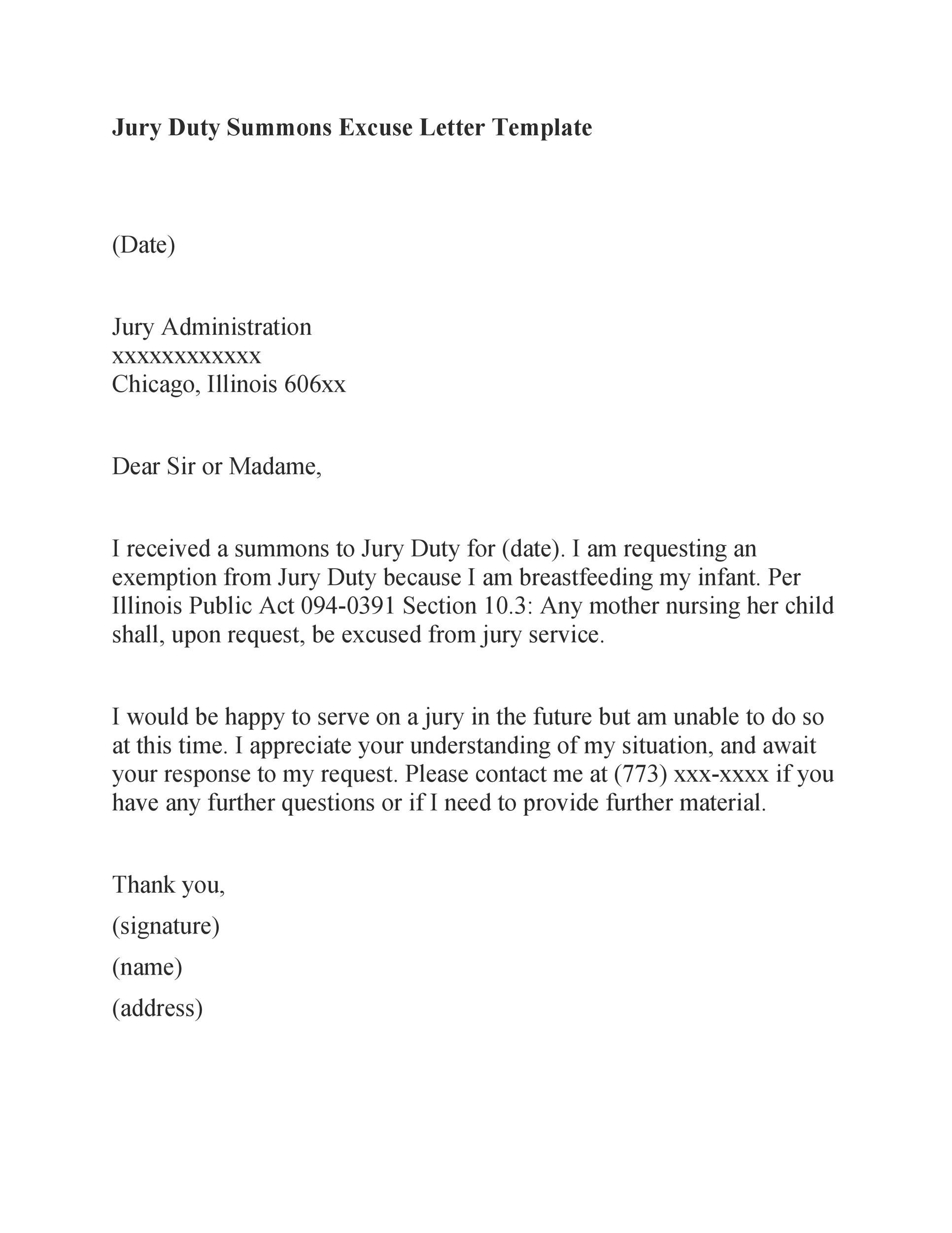 33 Best Jury Duty Excuse Letters [+Tips] ᐅ TemplateLab