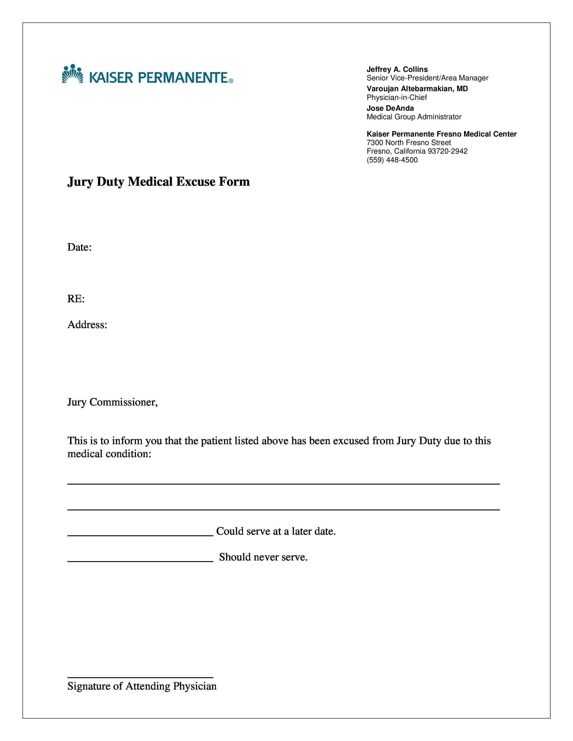Free jury duty excuse letter template 11