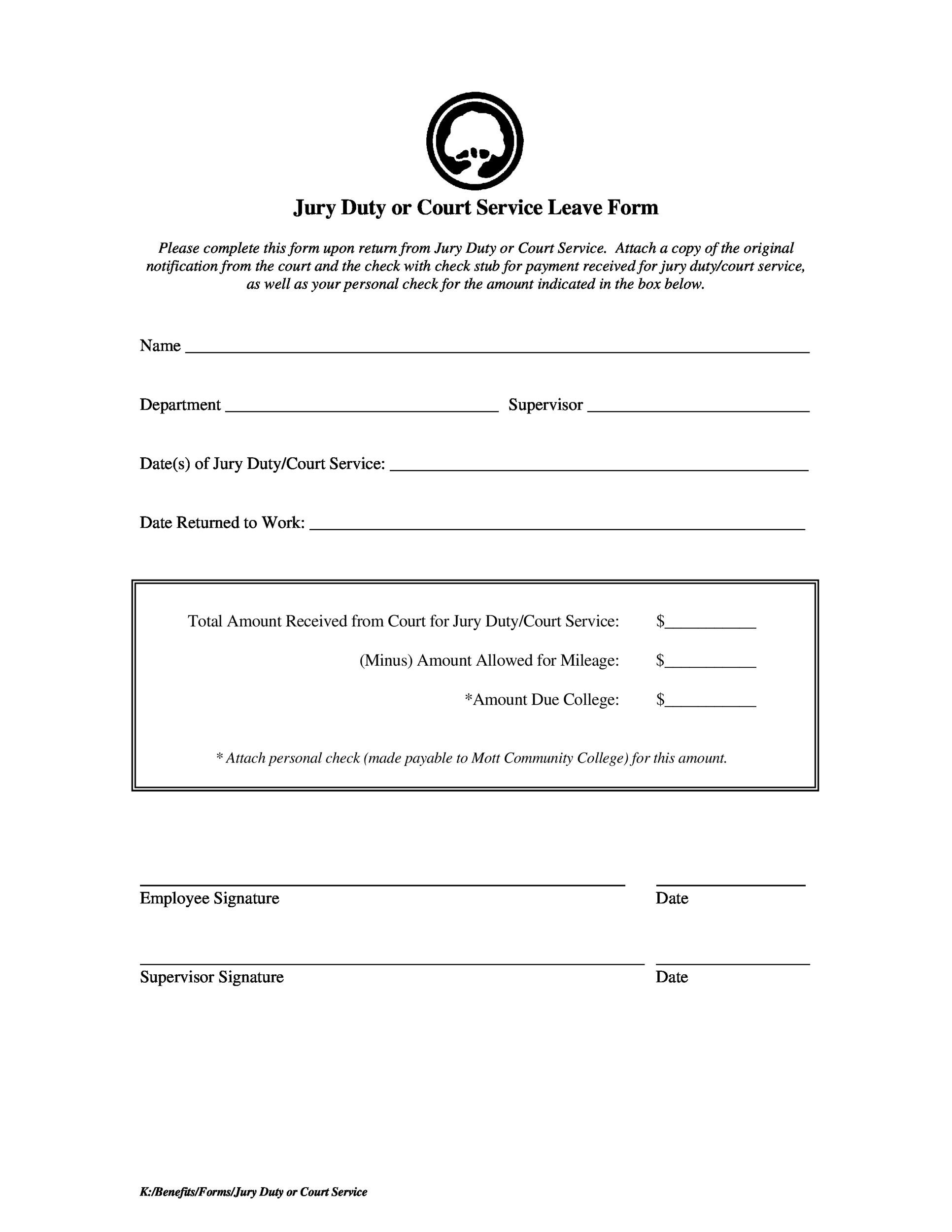 Free jury duty excuse letter template 12