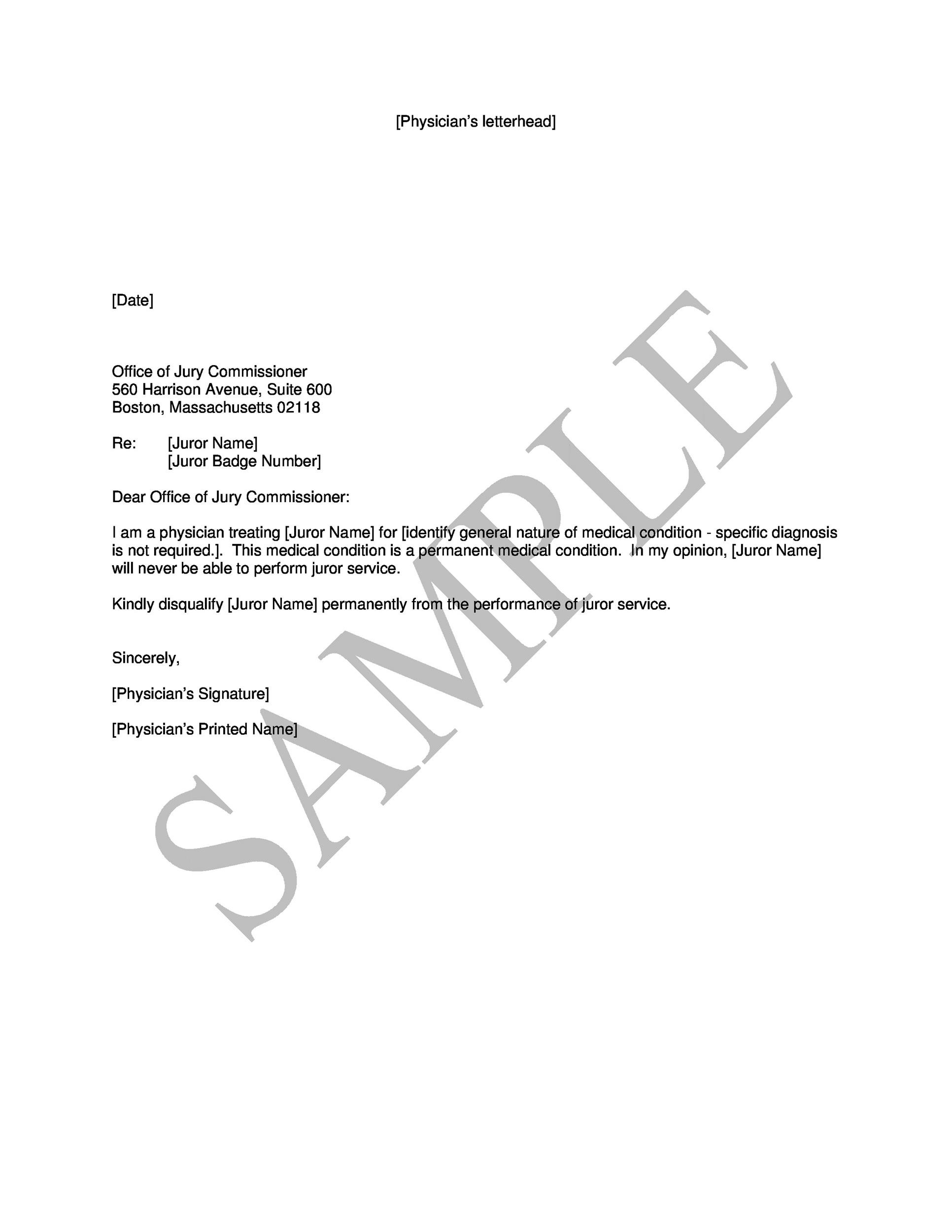 Free jury duty excuse letter template 13