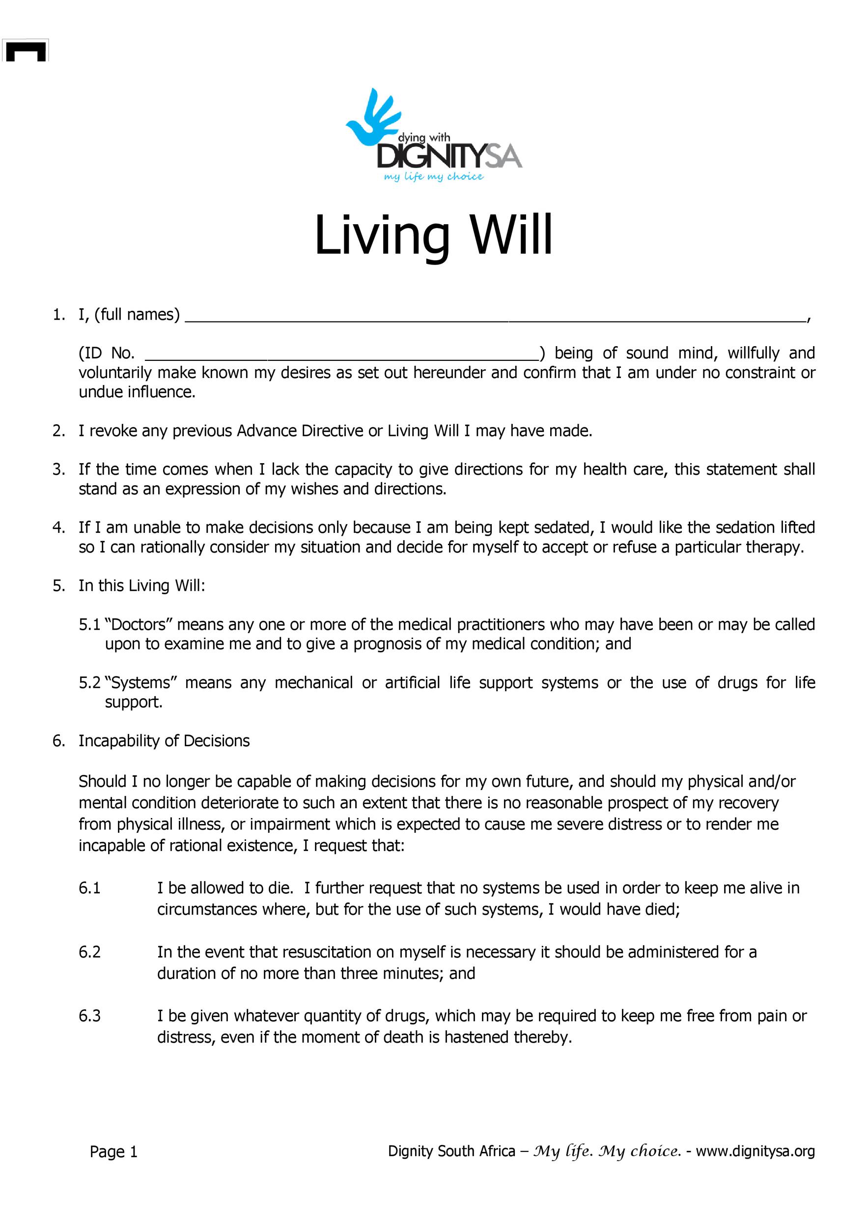 50 Free Living Will Templates Forms ALL STATES TemplateLab