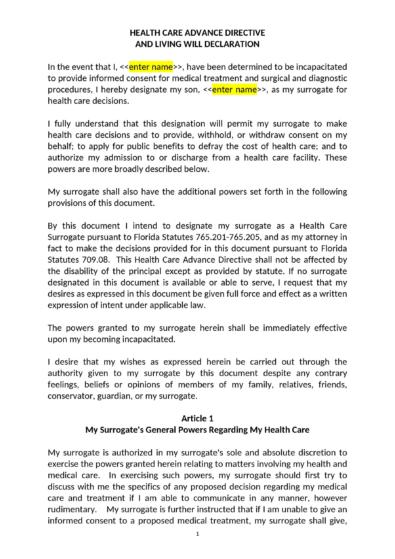 50 Free Living Will Templates &amp; Forms [Word] ᐅ TemplateLab