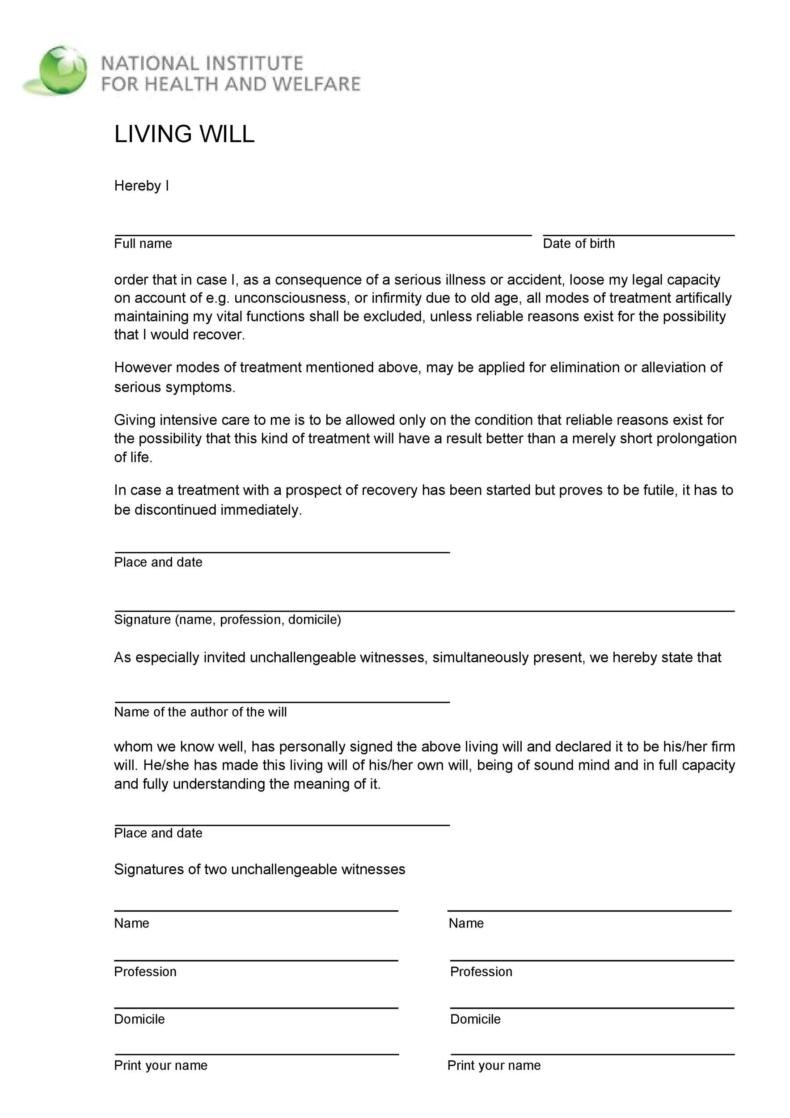 50 Free Living Will Templates Forms Word ᐅ TemplateLab