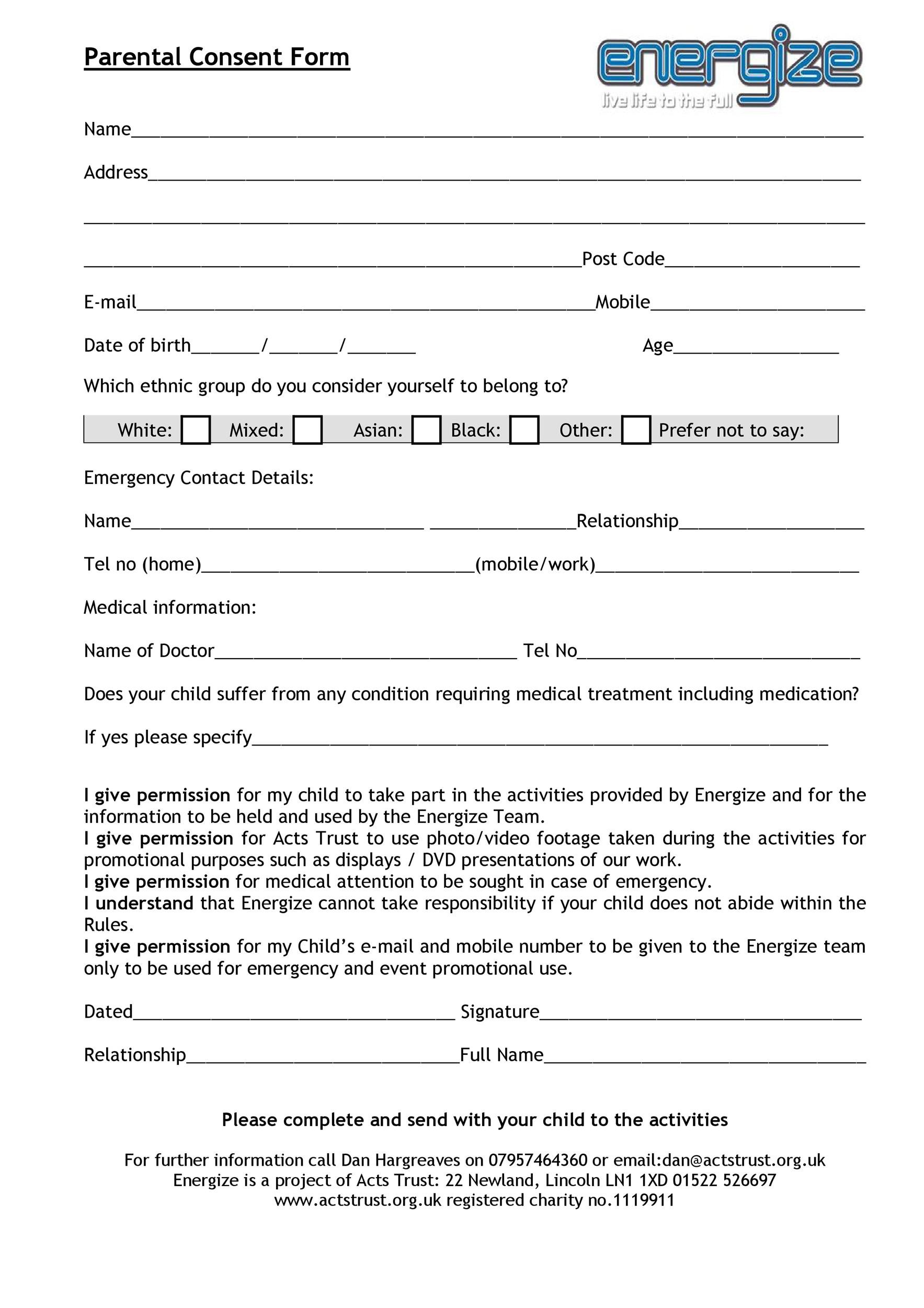 Parental Consent/Permission Letter Sample from templatelab.com