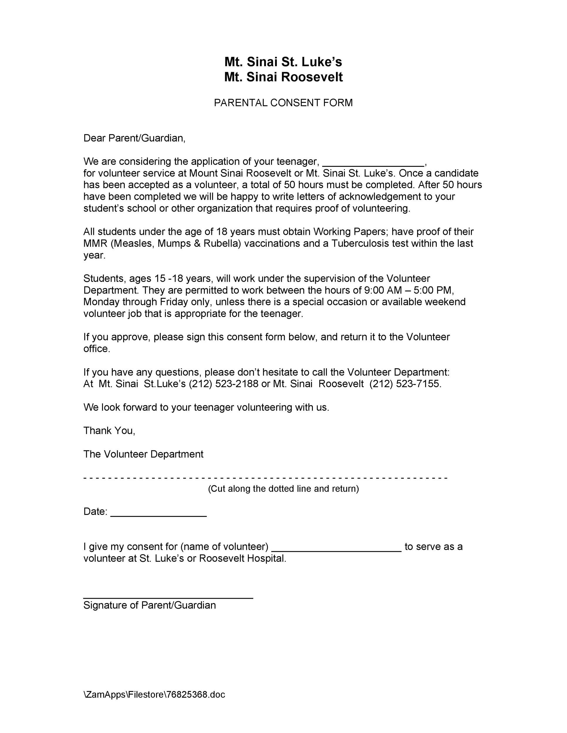 50 Printable Parental Consent Form & Templates ᐅ TemplateLab