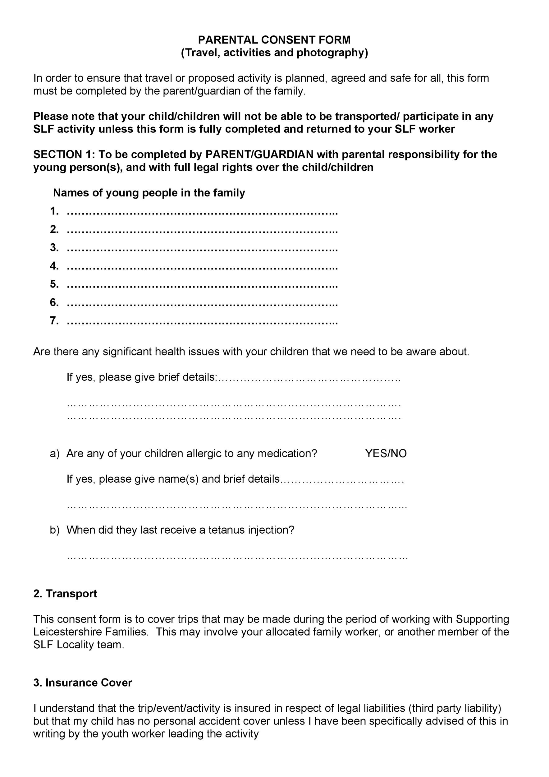 Plantilla gratuita de formulario de consentimiento de los padres 07