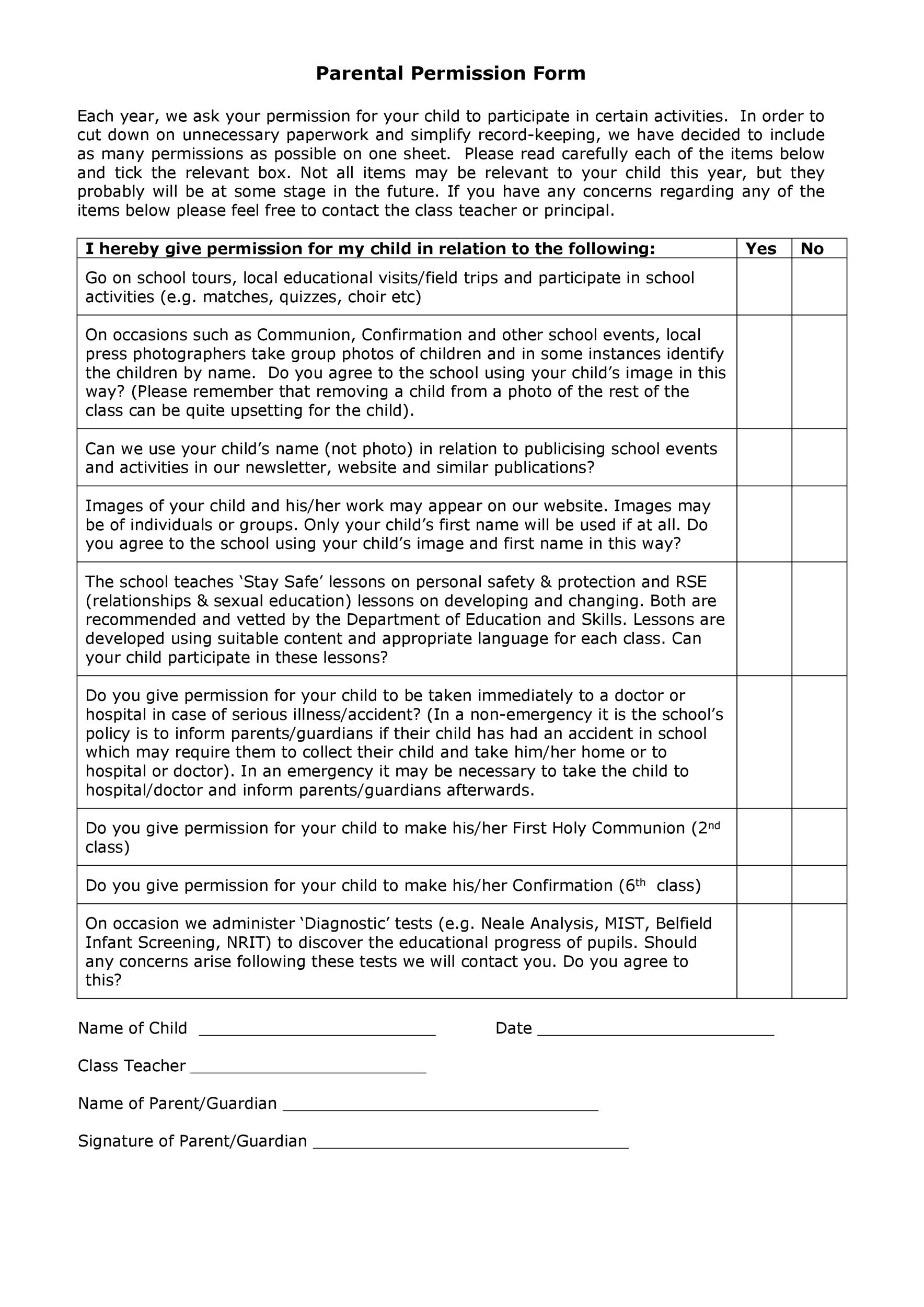 Free parental consent form template 19