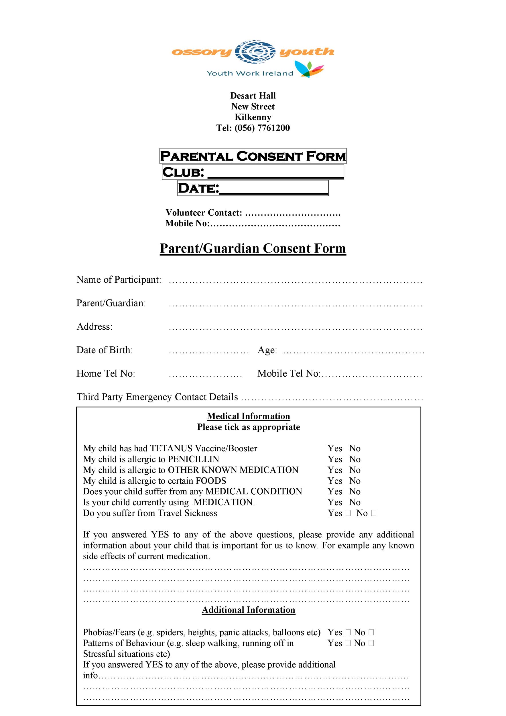 Free parental consent form template 21