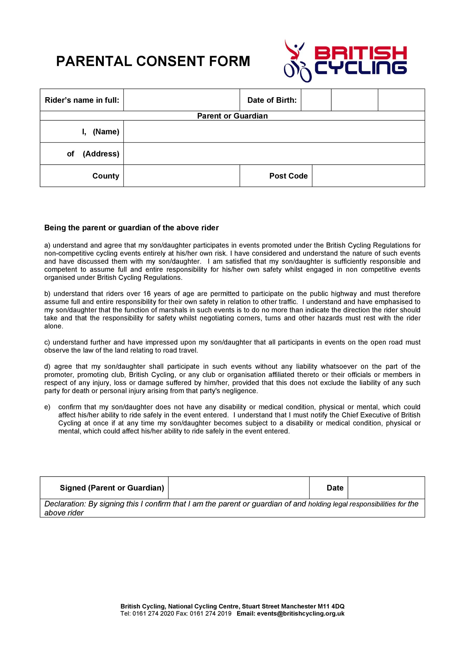 Free parental consent form template 25