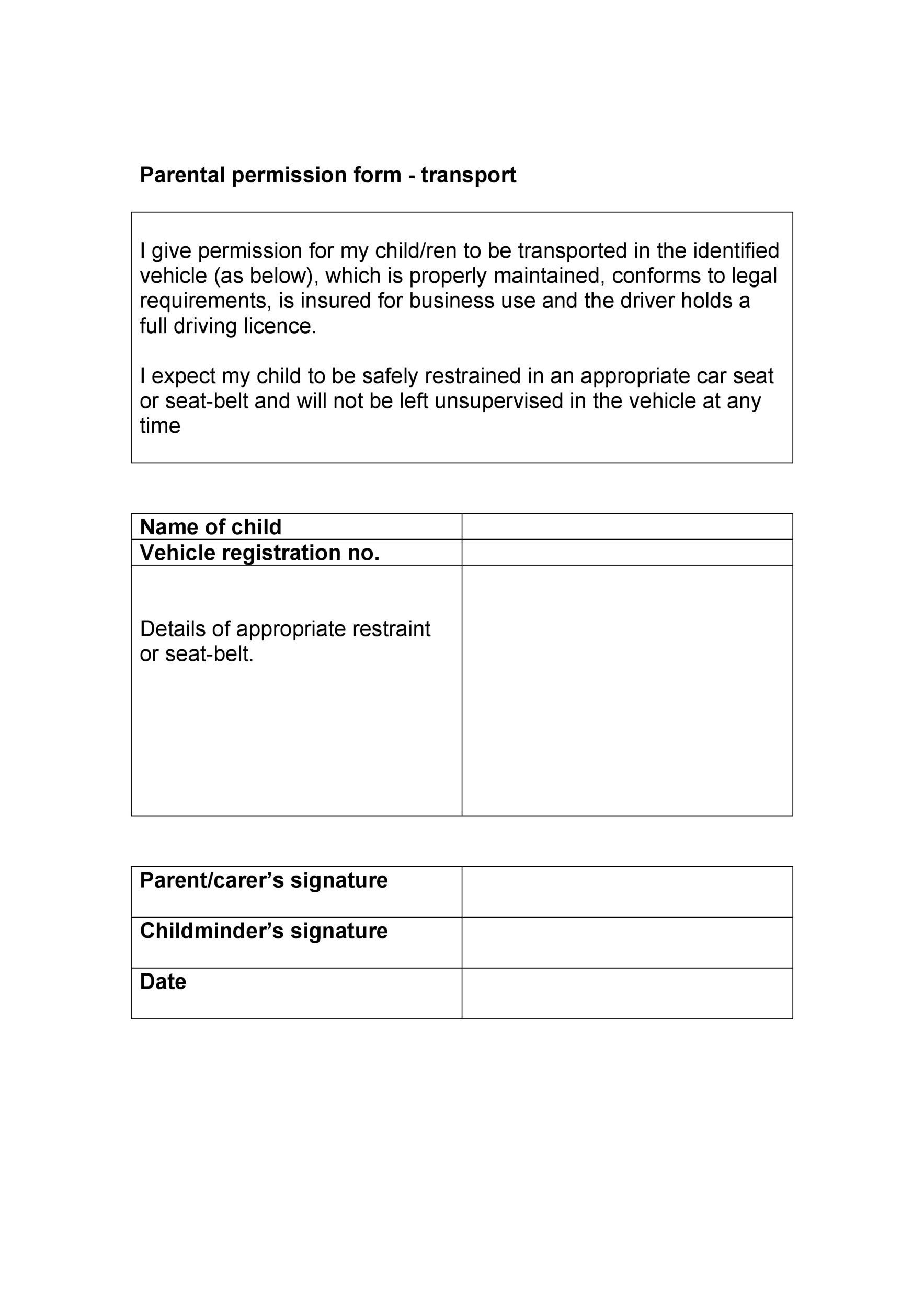 Free parental consent form template 30