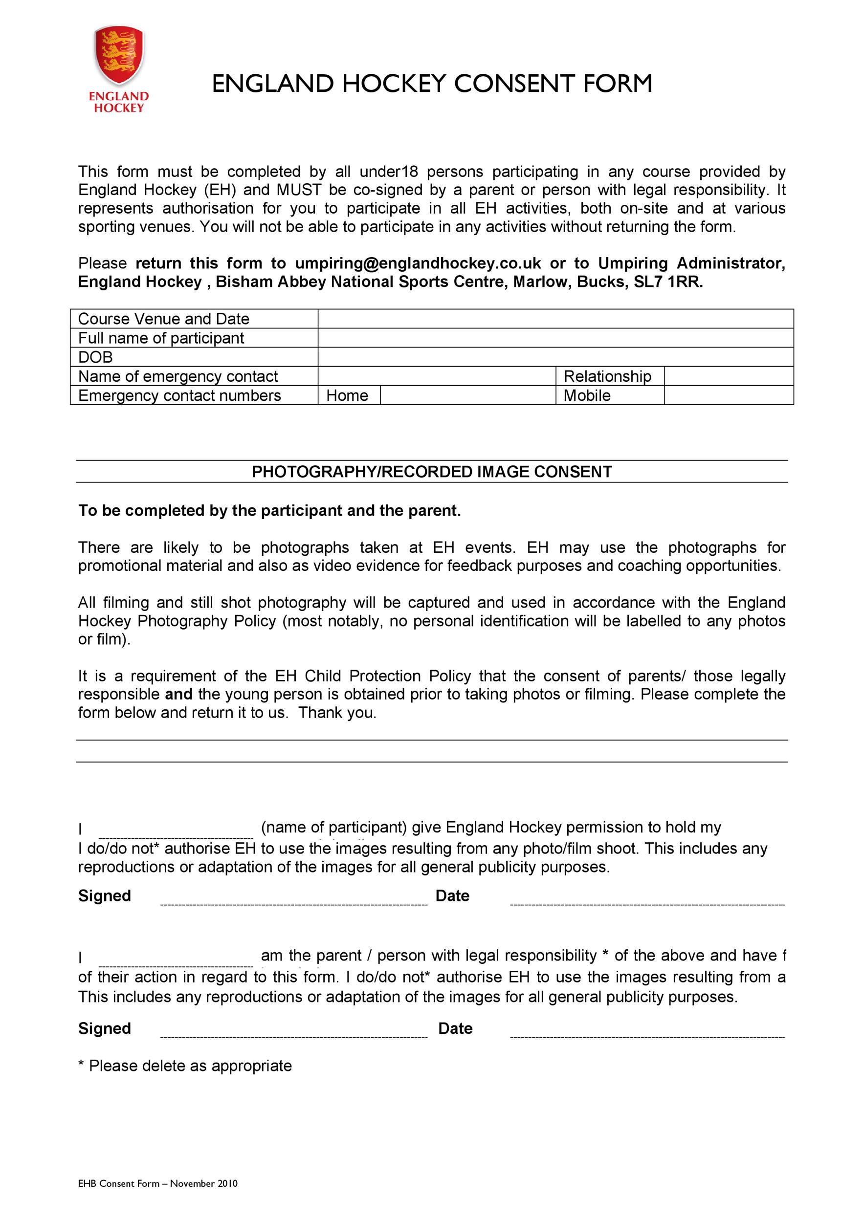 Free parental consent form template 47