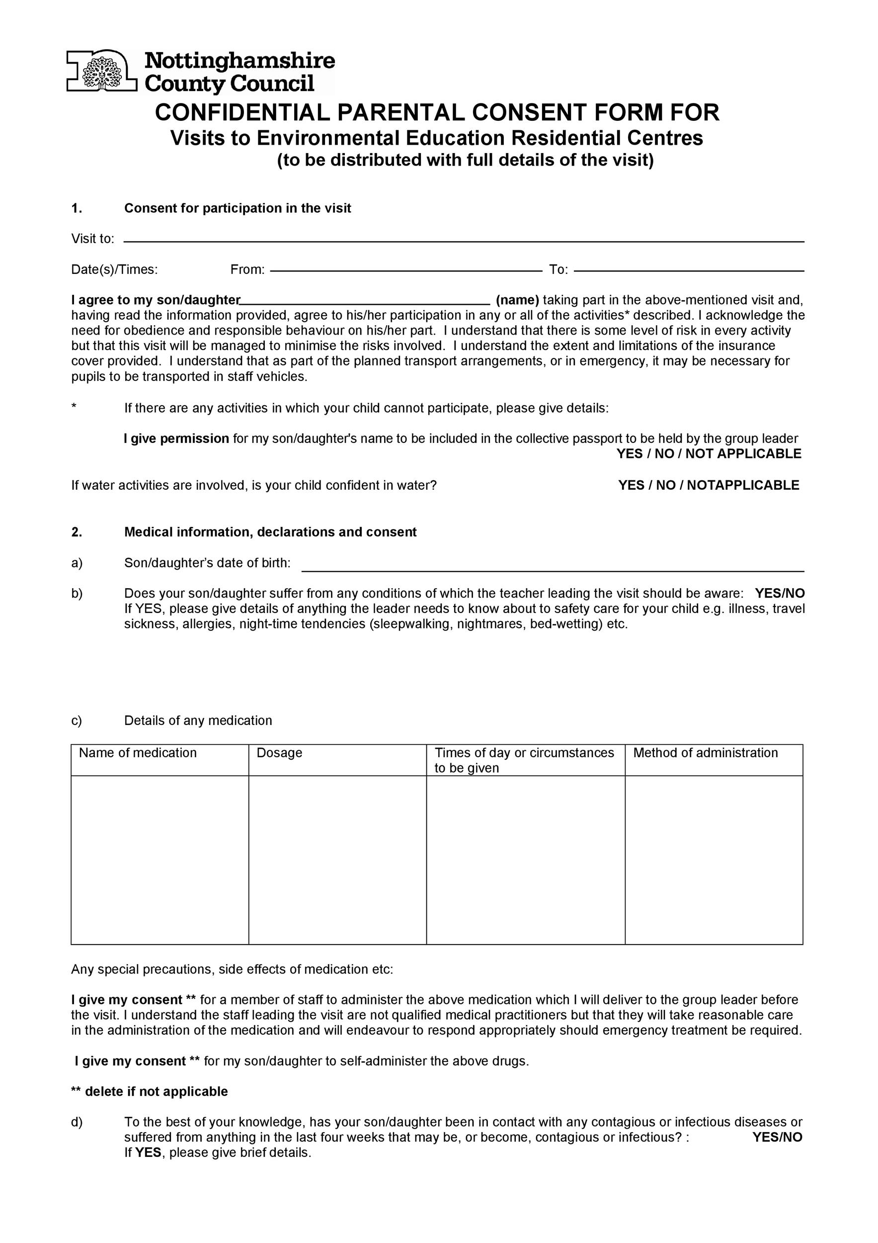 Plantilla gratuita de formulario de consentimiento de los padres 49