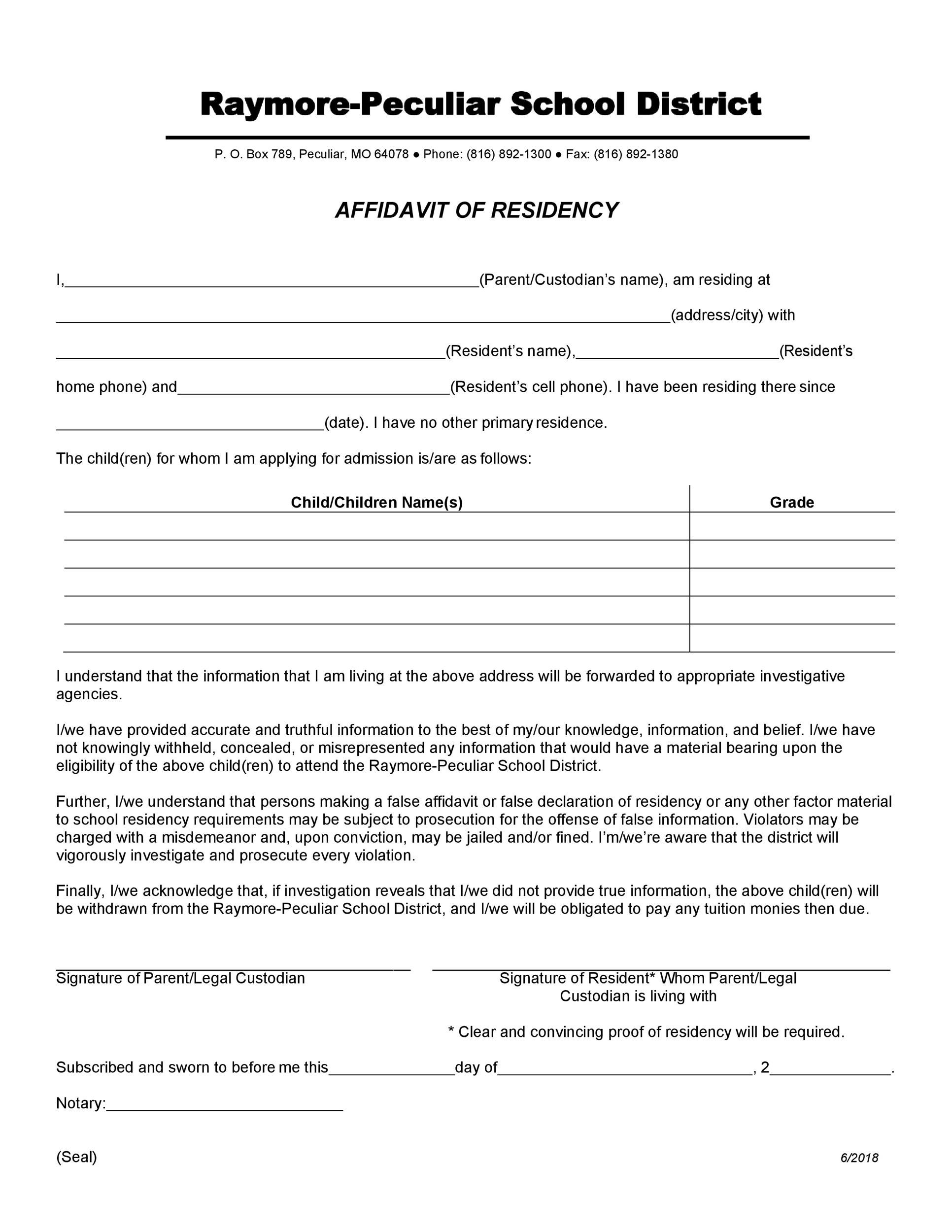 Free proof of residency letter 20