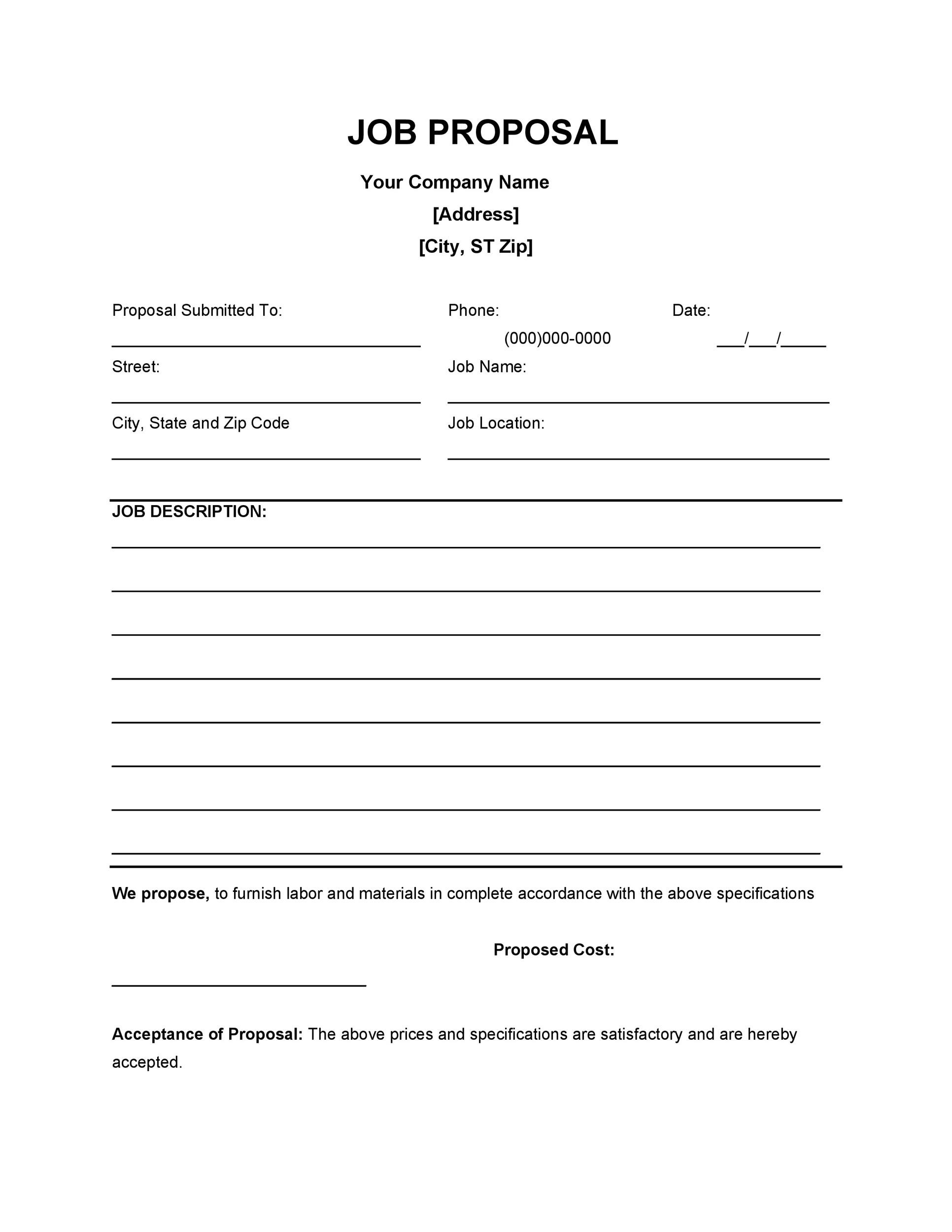 Blank Proposal Forms Printable