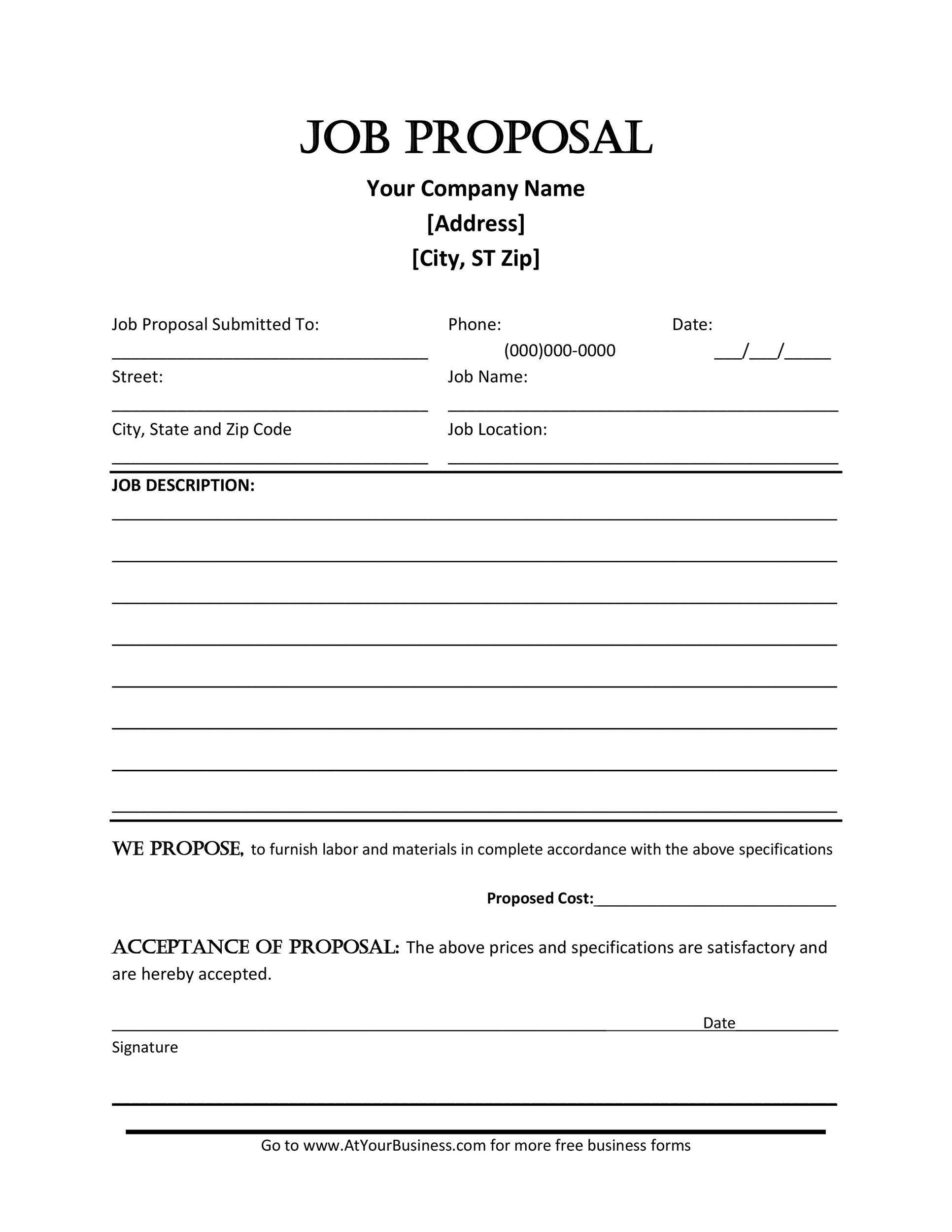 Job Proposal Template Free Word Of 30 Business Proposal Templates Riset