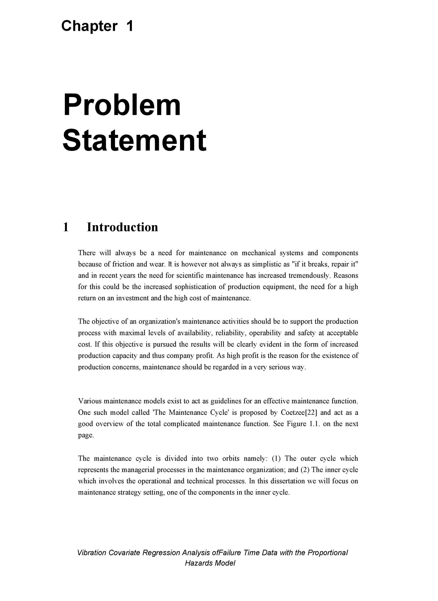 Research example proposal of problem in statement Problem statement