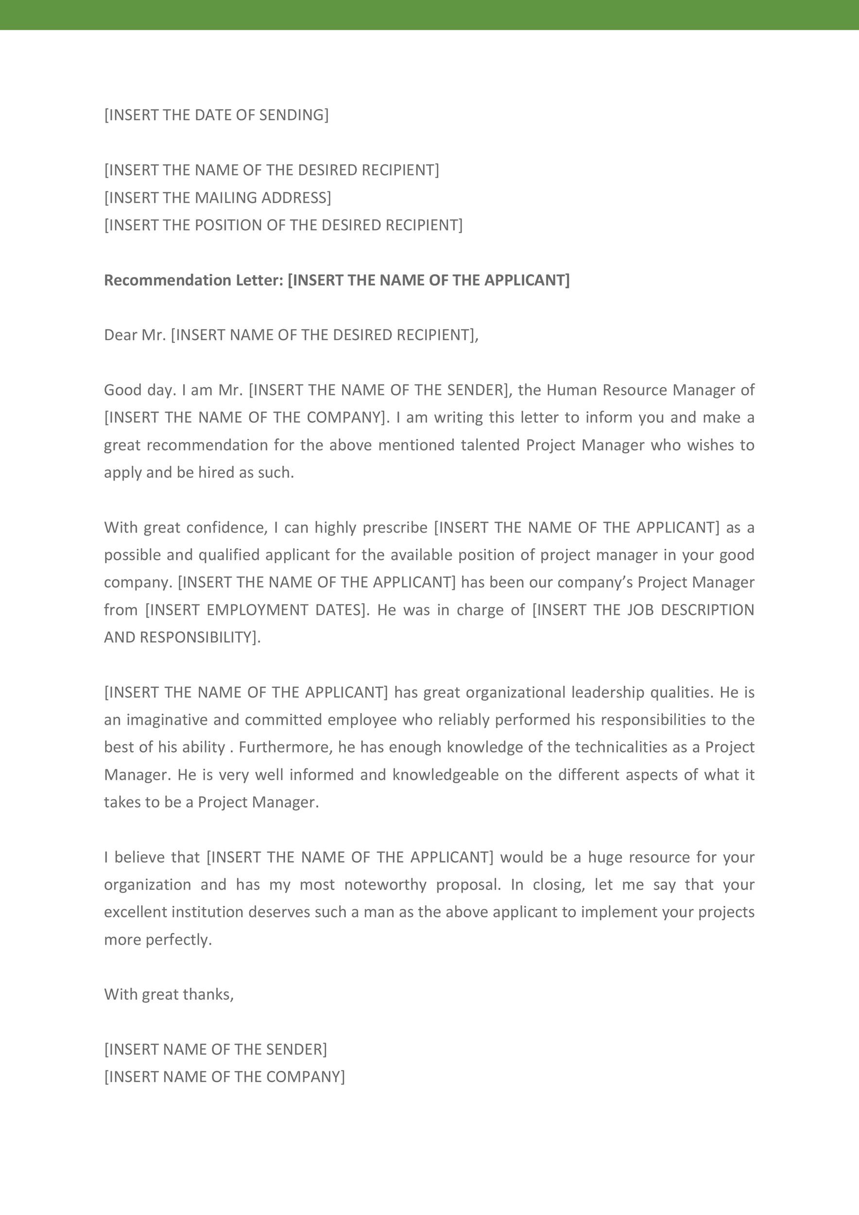 Free Recommendation Letter From Manager Template 06