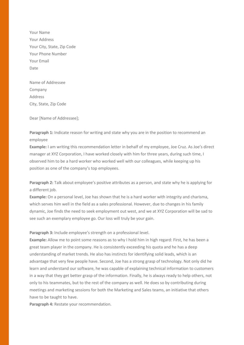 50 Best Recommendation Letters For Employee From Manager 50 Best Recommendation Letters For Employee From Manager