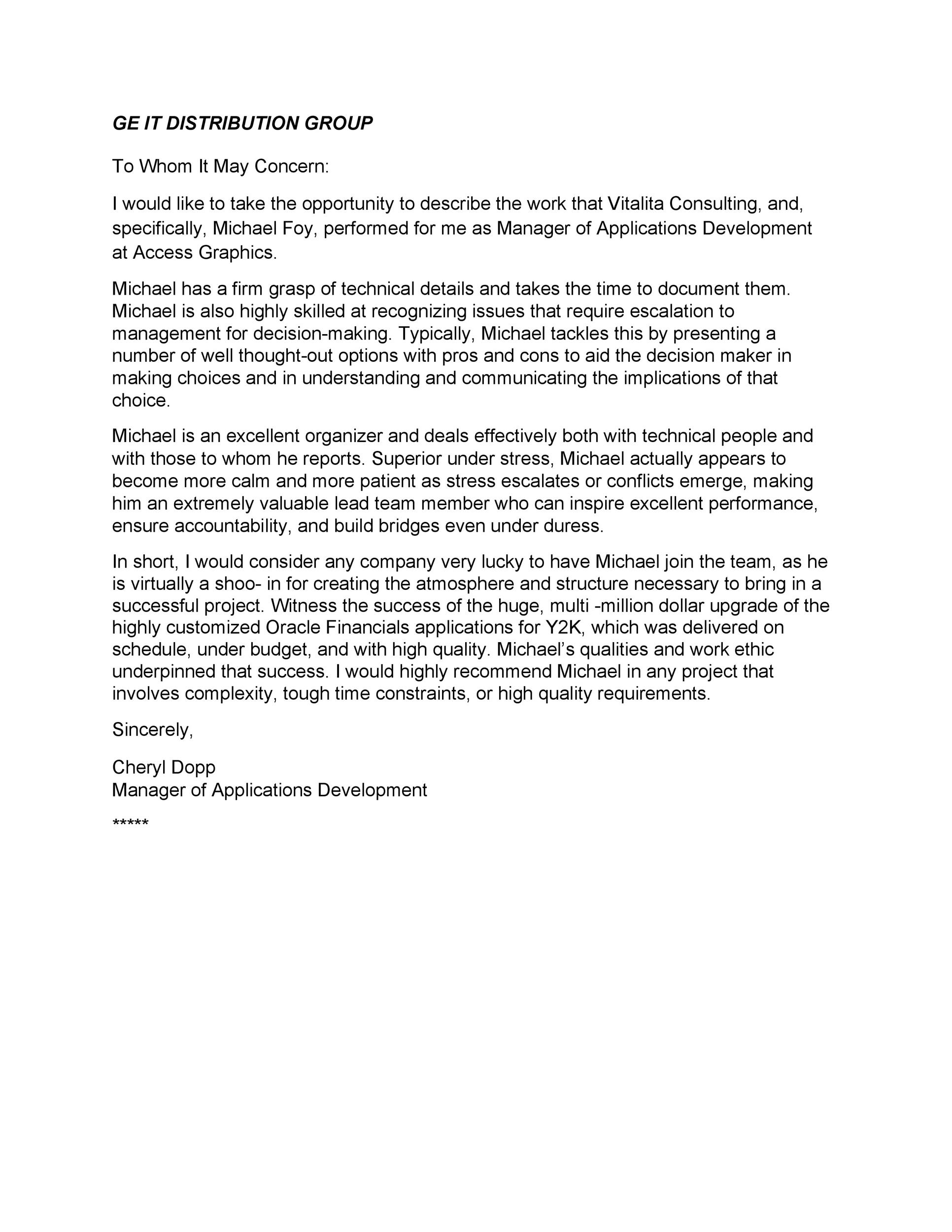 Free Recommendation Letter From Manager Template 25